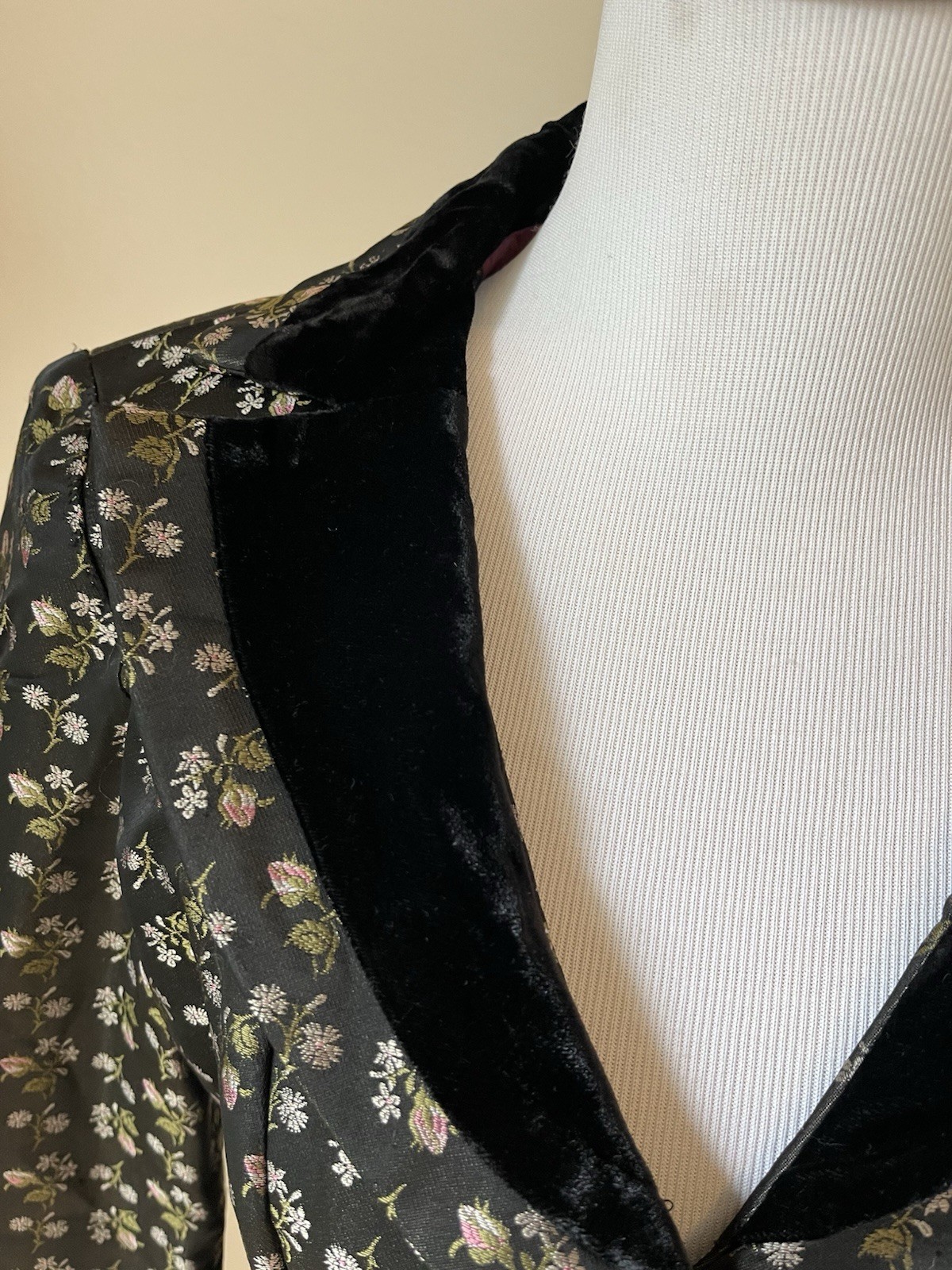Vintage Nanette Lepore Jacket Blazer Floral Velvet Collar Bows Y2K