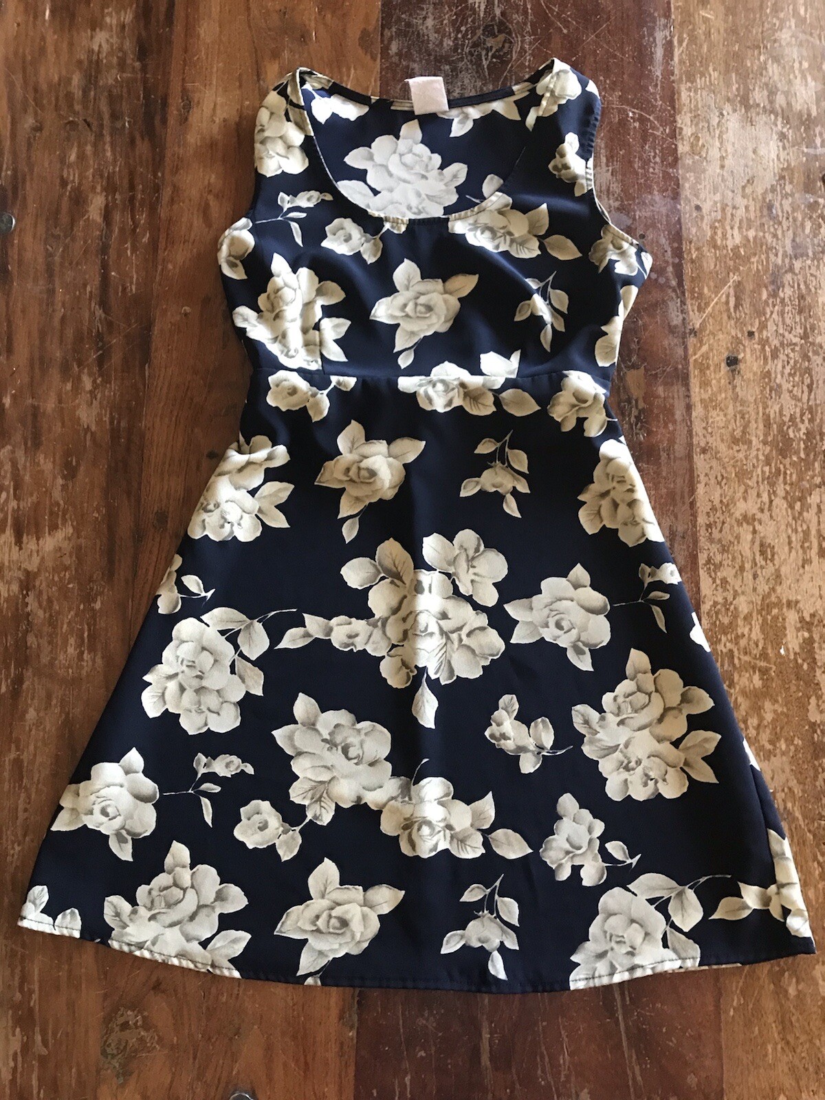 vtg 90s navy blue floral tie back dress grunge babydoll dress 90s style vintage