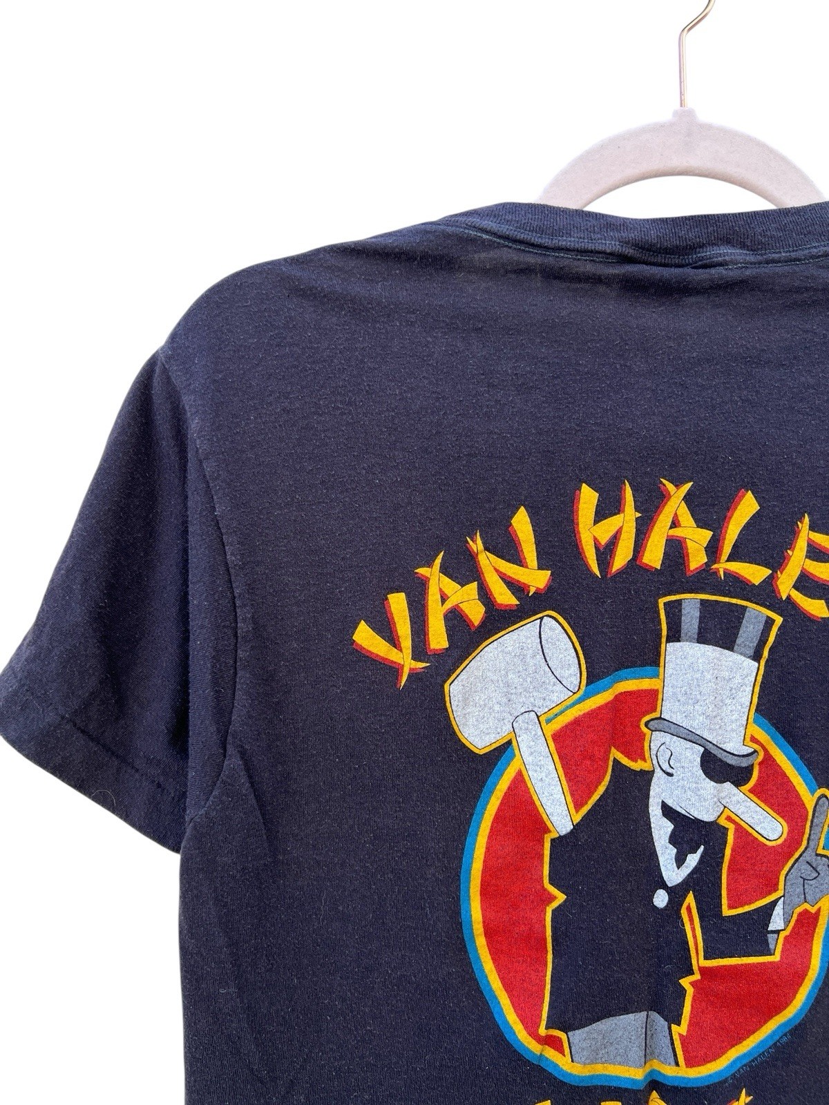 Van Halen True Vintage Tour of the World 1984 Eagle Print Ched Black Shirt Large