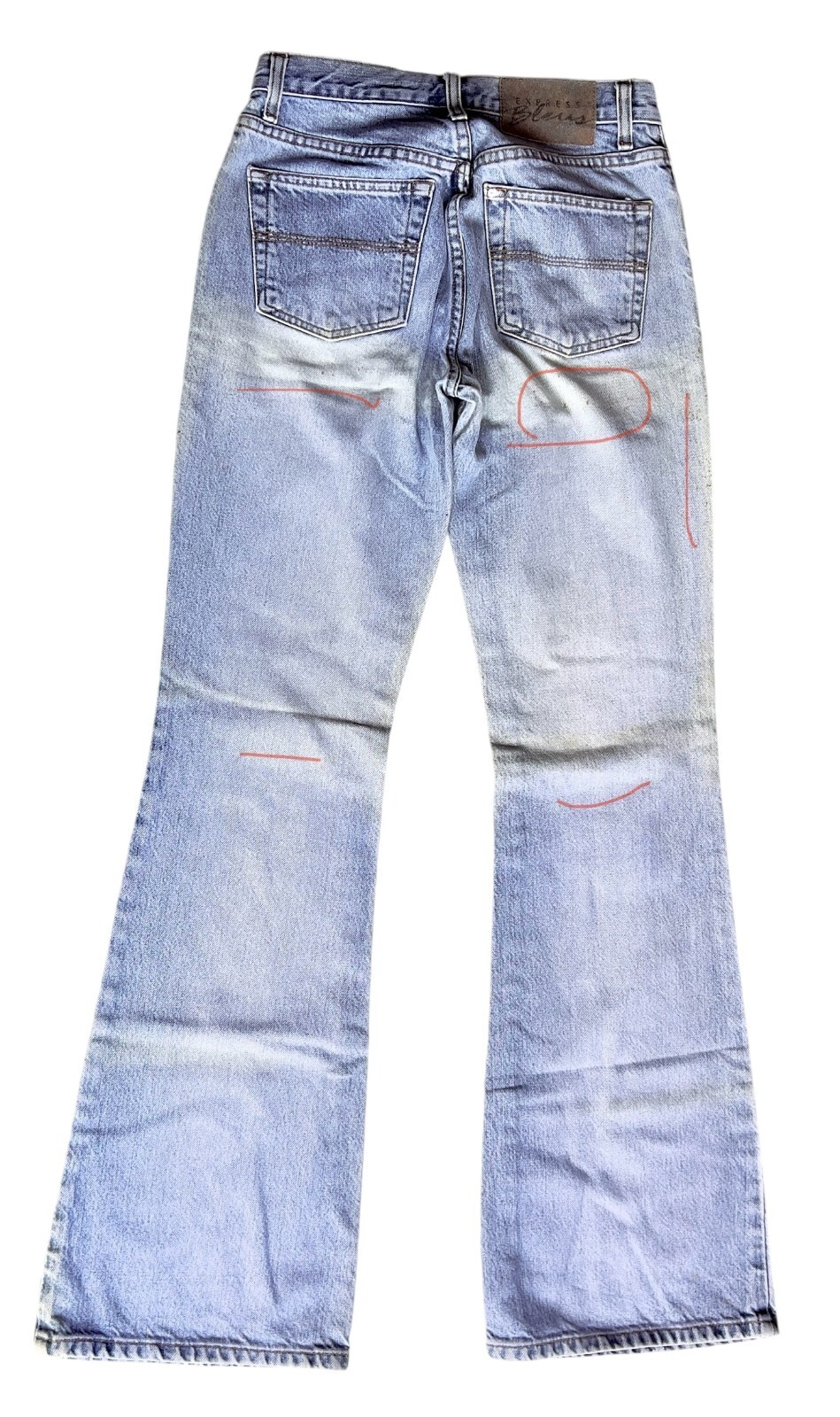 Vintage 90s Express Blues EXP Flare Jeans Women’s Size 1/2 Blue Denim *READ*