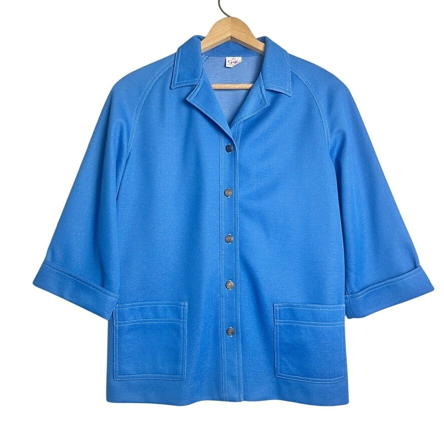 vtg Graff Californiawear Women’s Button Down Blazer Jacket blue 60s 70s sz M