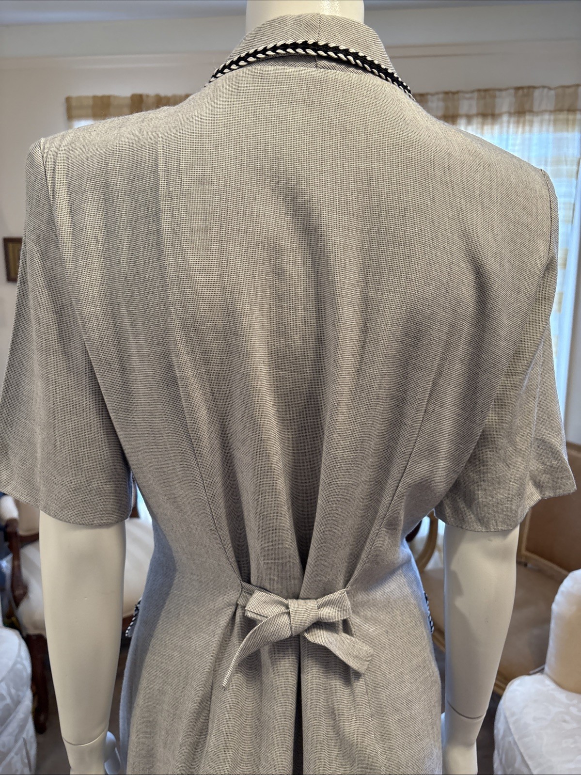 VTG John Roberts BLACK/WHITE Tweed embroidered Dressy Shorts Culottes Jumpsuit M