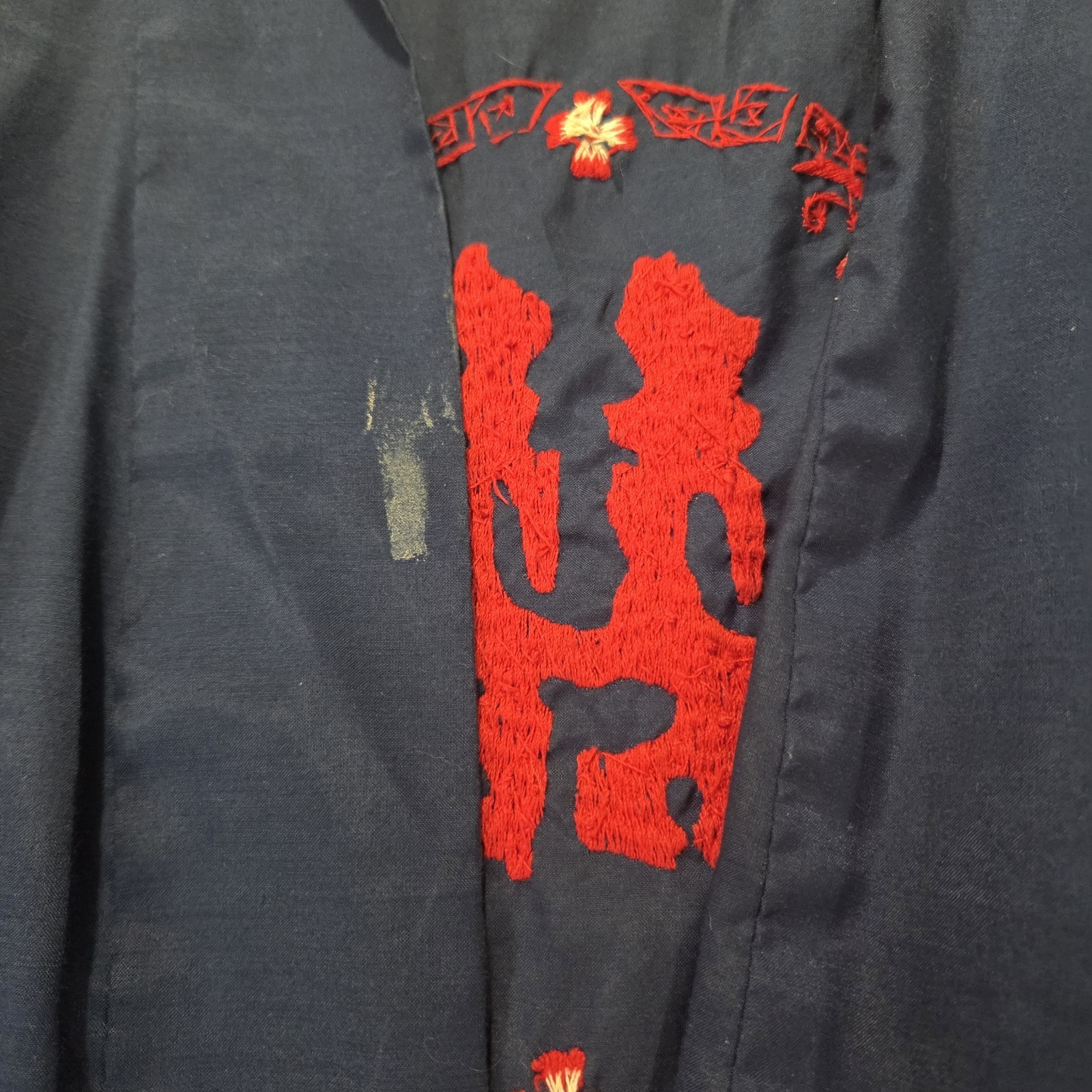 Vintage Blue Kimono Robe With Red Embroidered Design Health Shanghai China