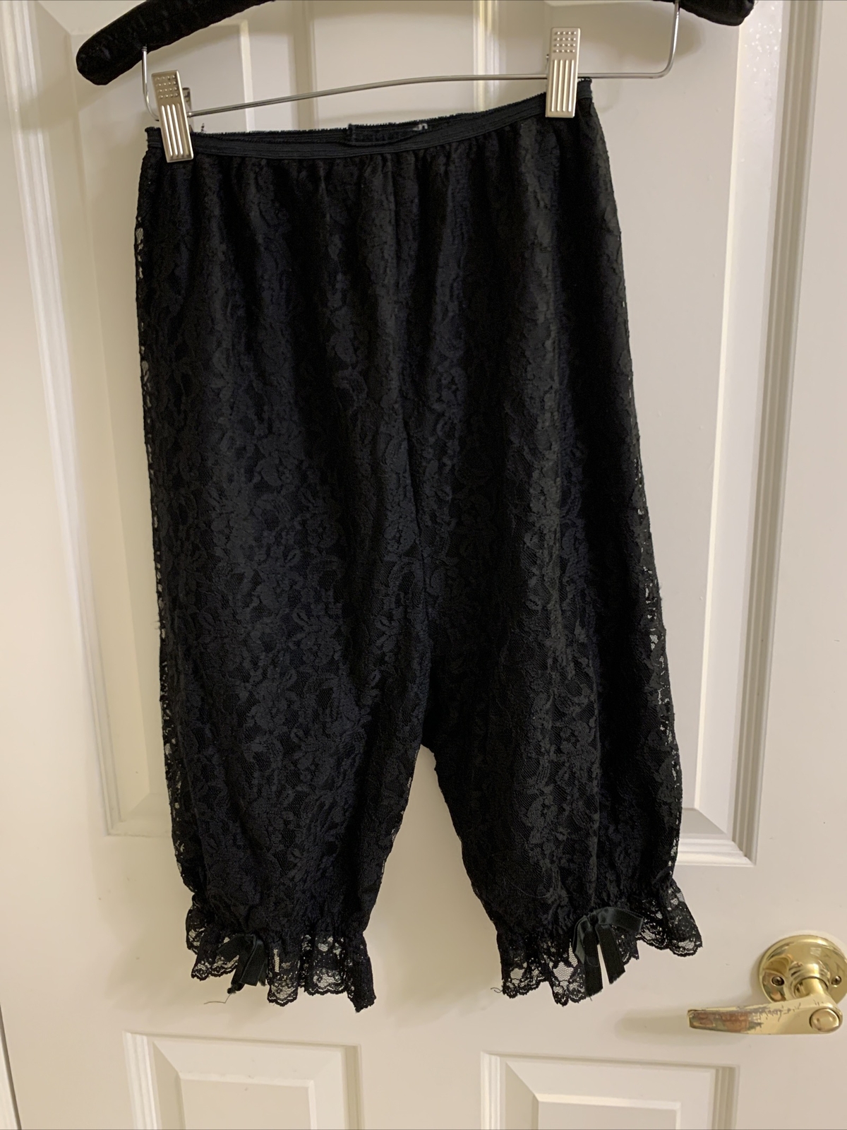 Vintage Nylon Pettipants Long Leg Granny Panty Panties Black Lace Ruffles Bows
