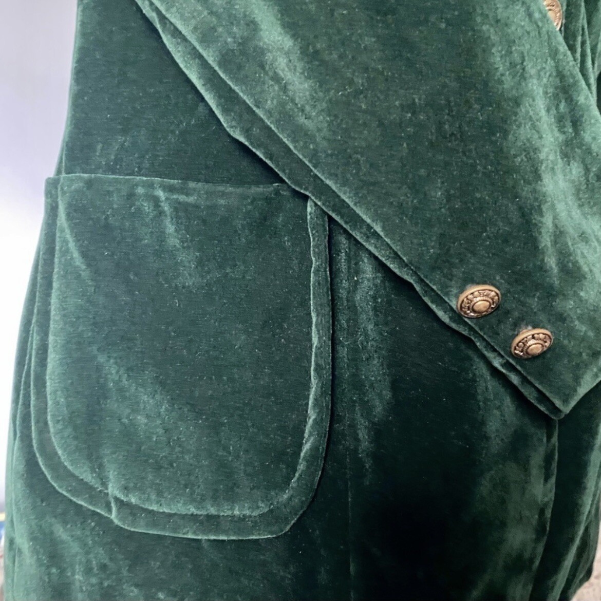 Vintage 1960’s Frank Lee Green Velveteen Fully Lined 3 Button Blazer Size 8