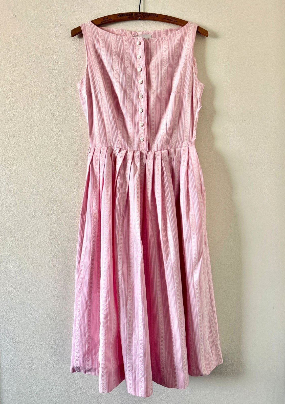 Vintage 1950s Betty Barclay Sleeveless Fit And Flare Midi Cotton Day Dress