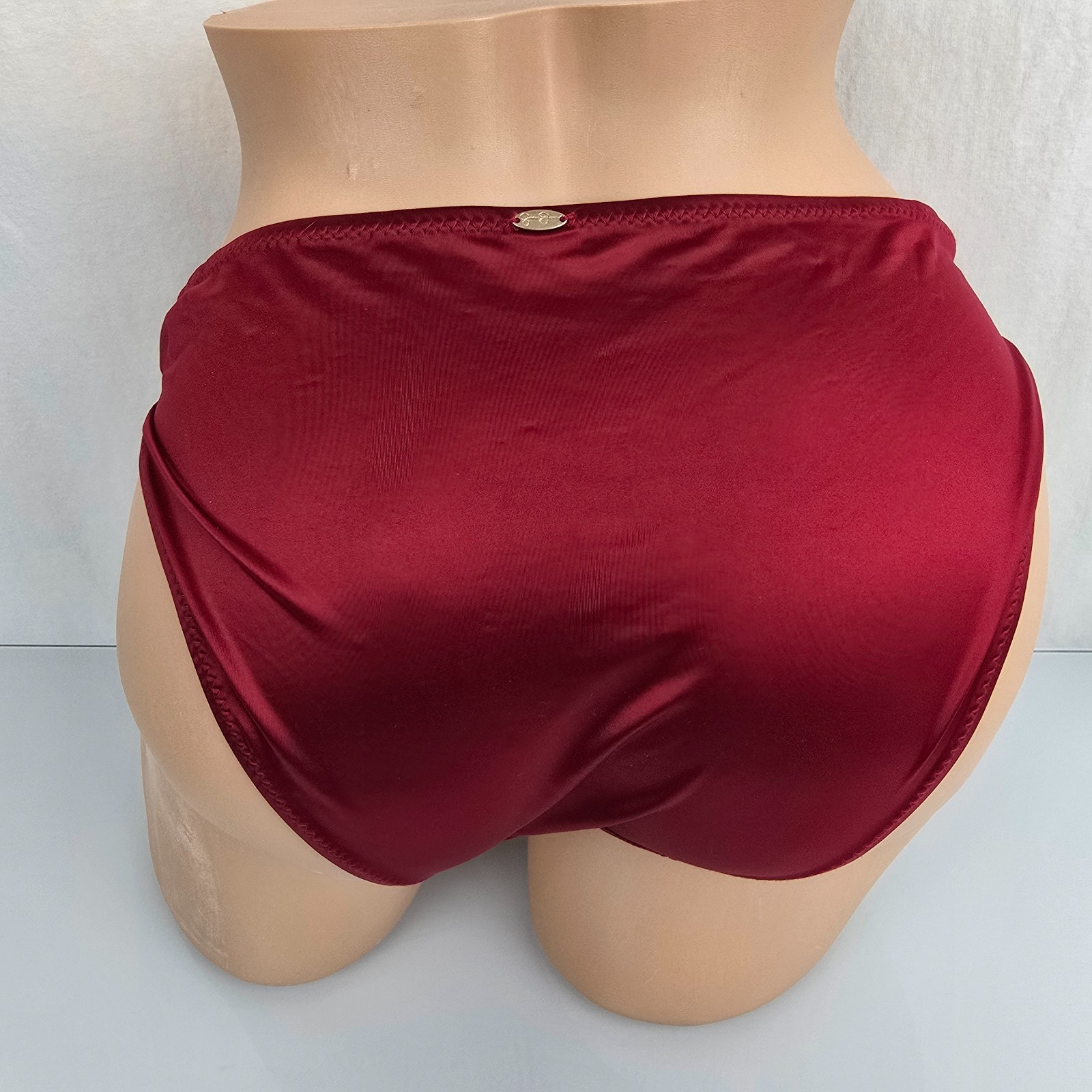 Jessica Simpson Second Skin Satin Shiny Slick Slippery Red Bikini Panties L 7