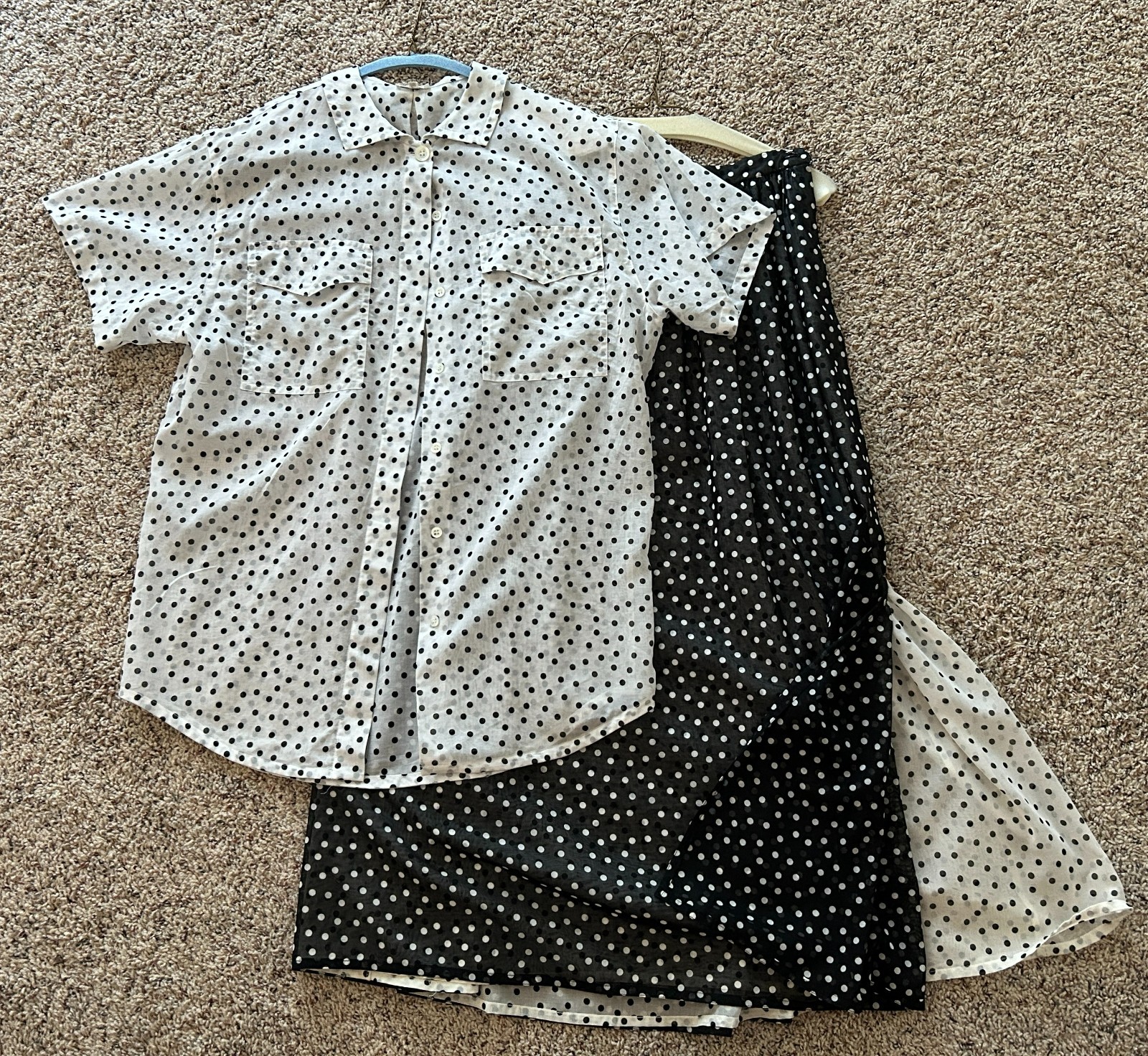Vintage Giorgio Armani POLKA Dot top and skirt set