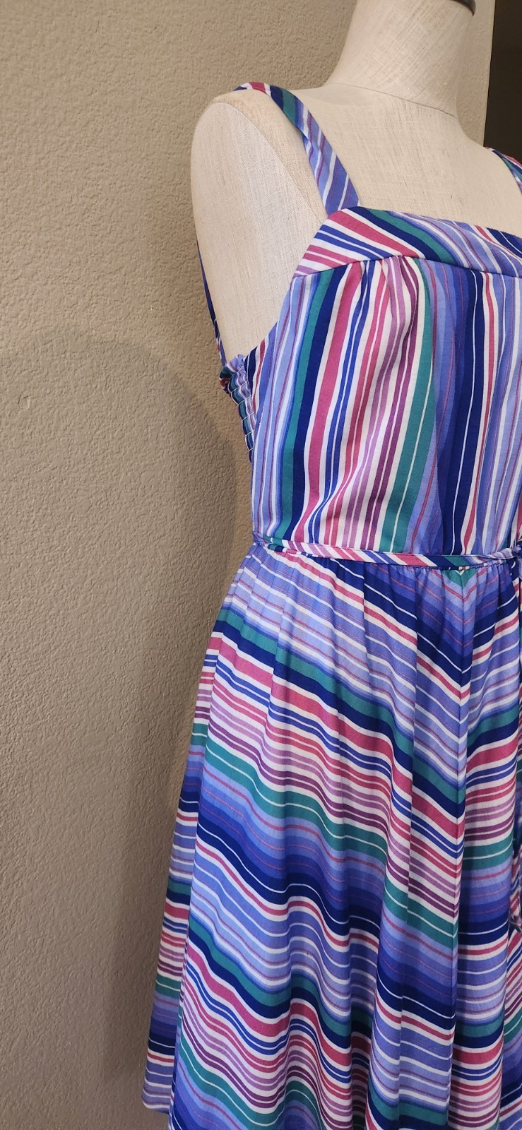 VTG 70s Walden Petites Striped Adjustable Strap M/L Dress Detachable Belt