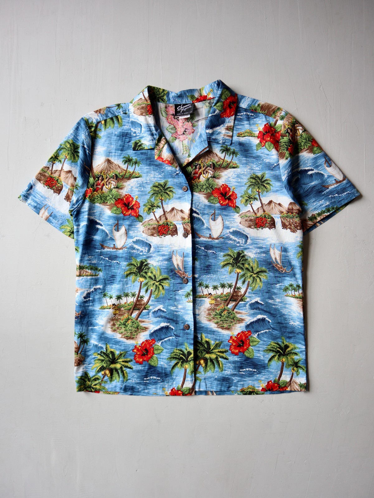 Vintage 80s Shannon Marie Hawaiian Shirt Women’s Size S Button Short Sleeve