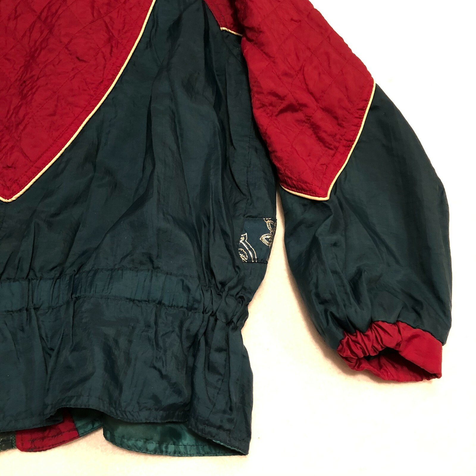 EAST WEST Vintage 80s Quilted Windbreaker Jacket Women’s S – Red Green Silver