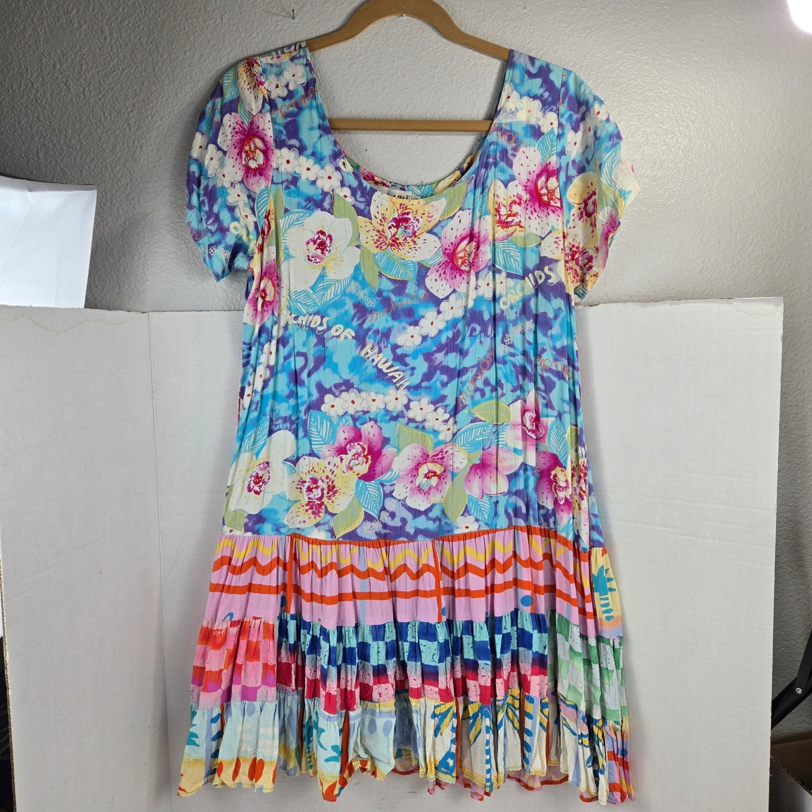 Jams World Orchids of Hawaii Hattie Mini Dress Women’s XL MINT CONDITION