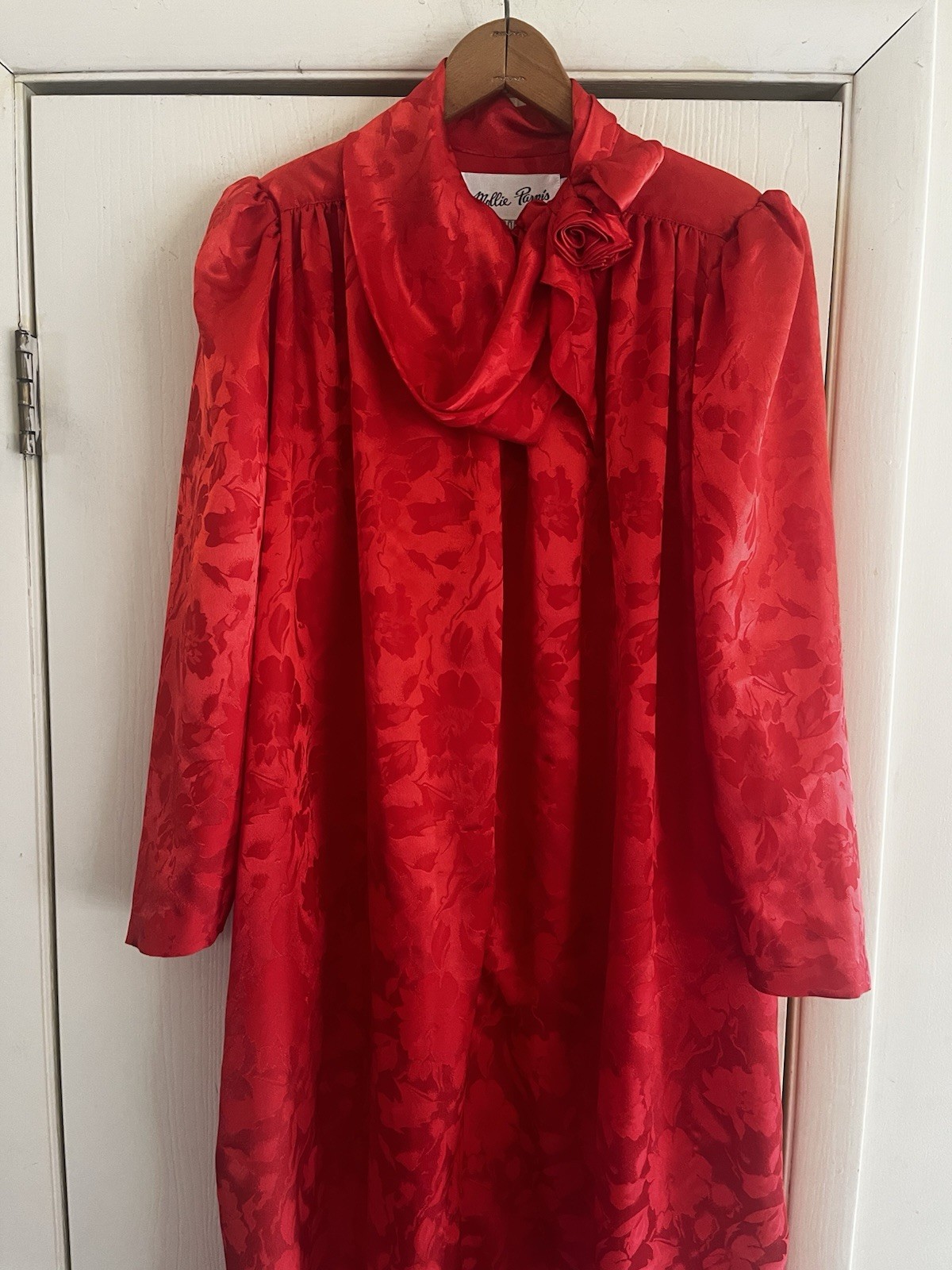 VTG Mollie Parnis I. Magnin Silky Couture Art Deco 20s Zip Front Cocktail Dress