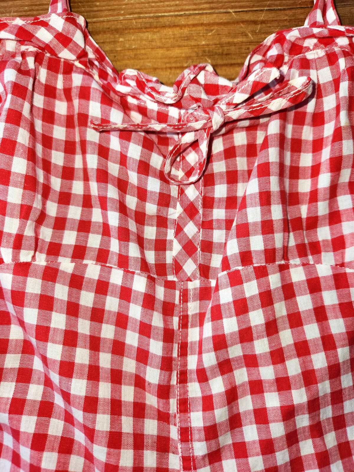 SALE! Vintage 1960s Red & White Gingham Check Ruffle Romper XXXS XXS XS GIRL