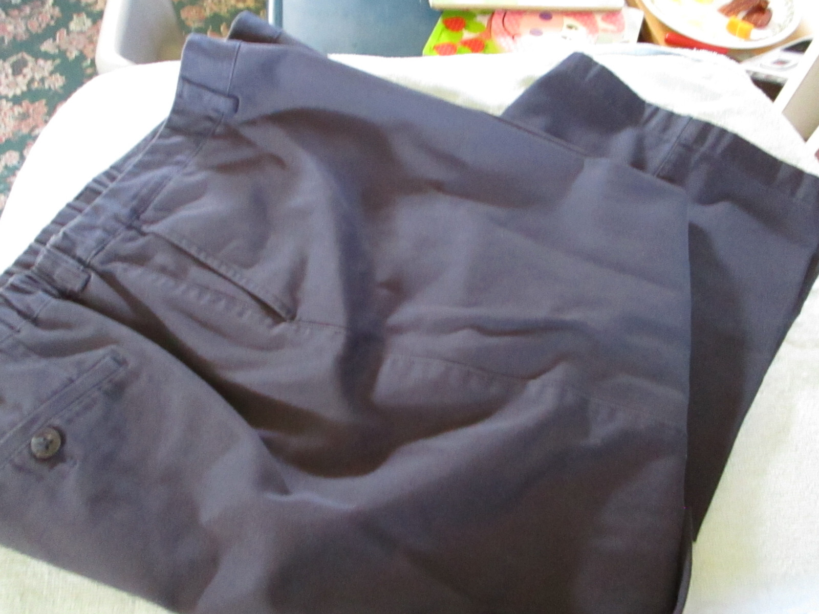 LL Bean Classic Fit Curvy Capri Crop Pants Women’s 16 Elastic Back Waist N Blue