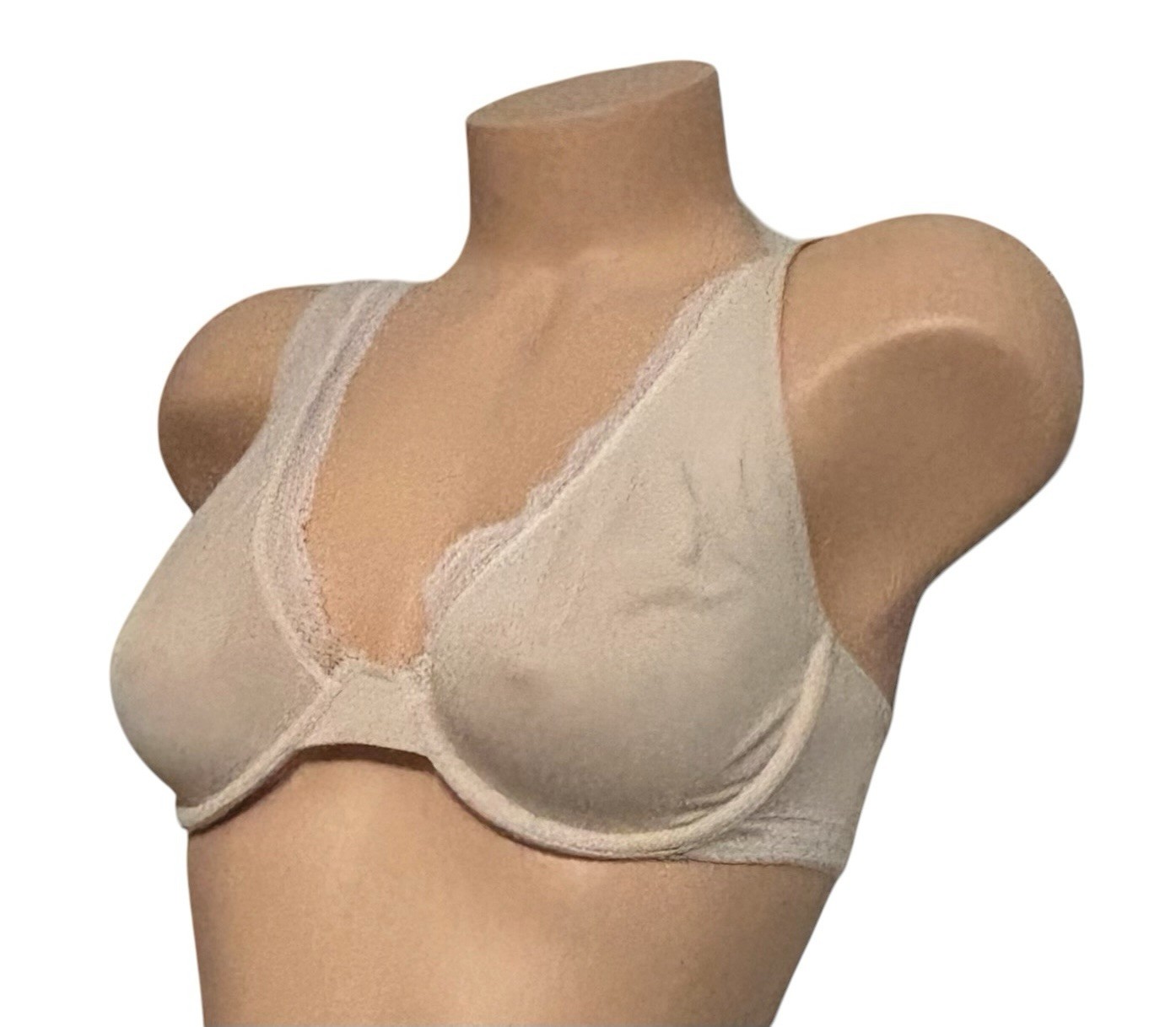 VICTORIA’S SECRET Unlined Demi Beige Lace Trim Bra Womens 32DD NWOT