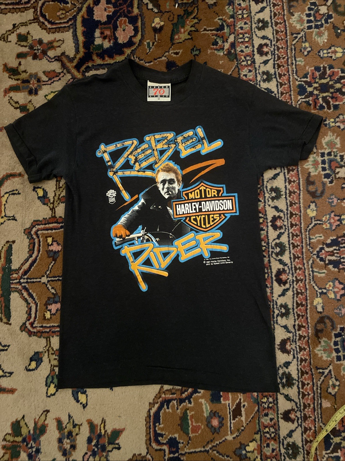 Vintage 1987 Harley-Davidson Speed Limit 70 Women’s M T Shirt Black James Dean