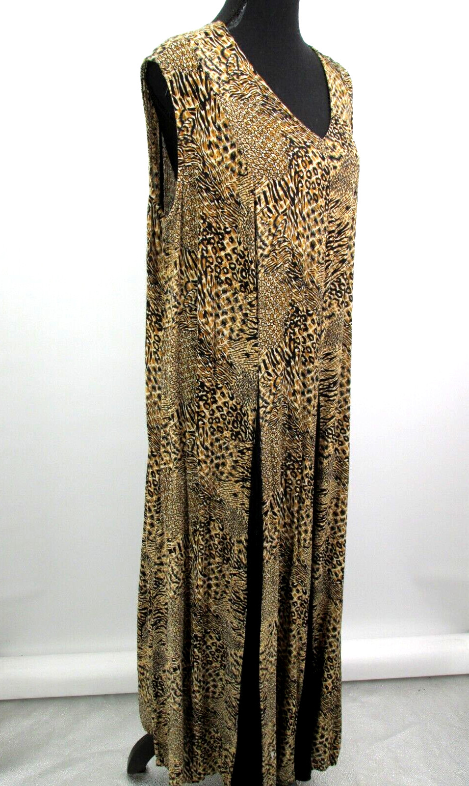 M.P.H. Maxi Dress Women Size 18 Animal Print Sleeveless Crepe Vintage 90’s