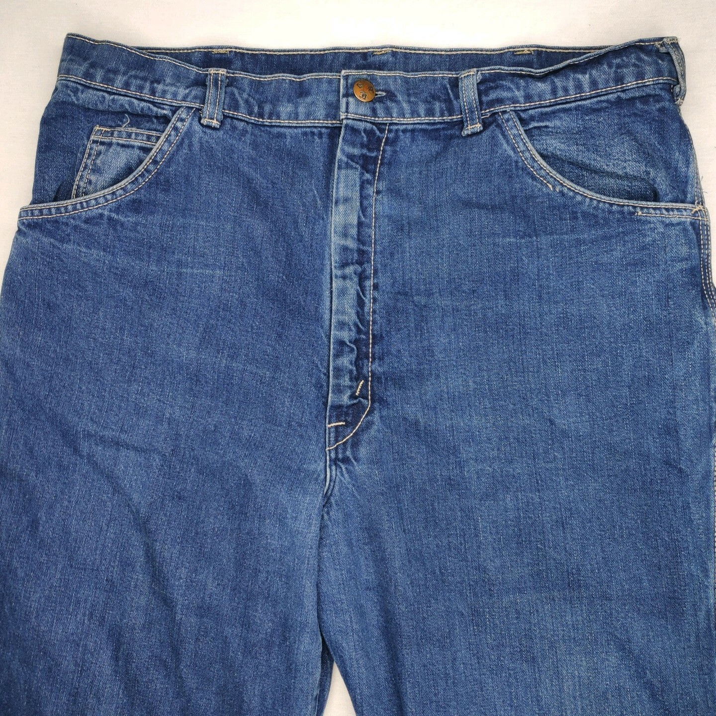 Vintage 80s 90s Womens Dee Cee Blue Denim Jeans Washington USA Hemmed Distressed