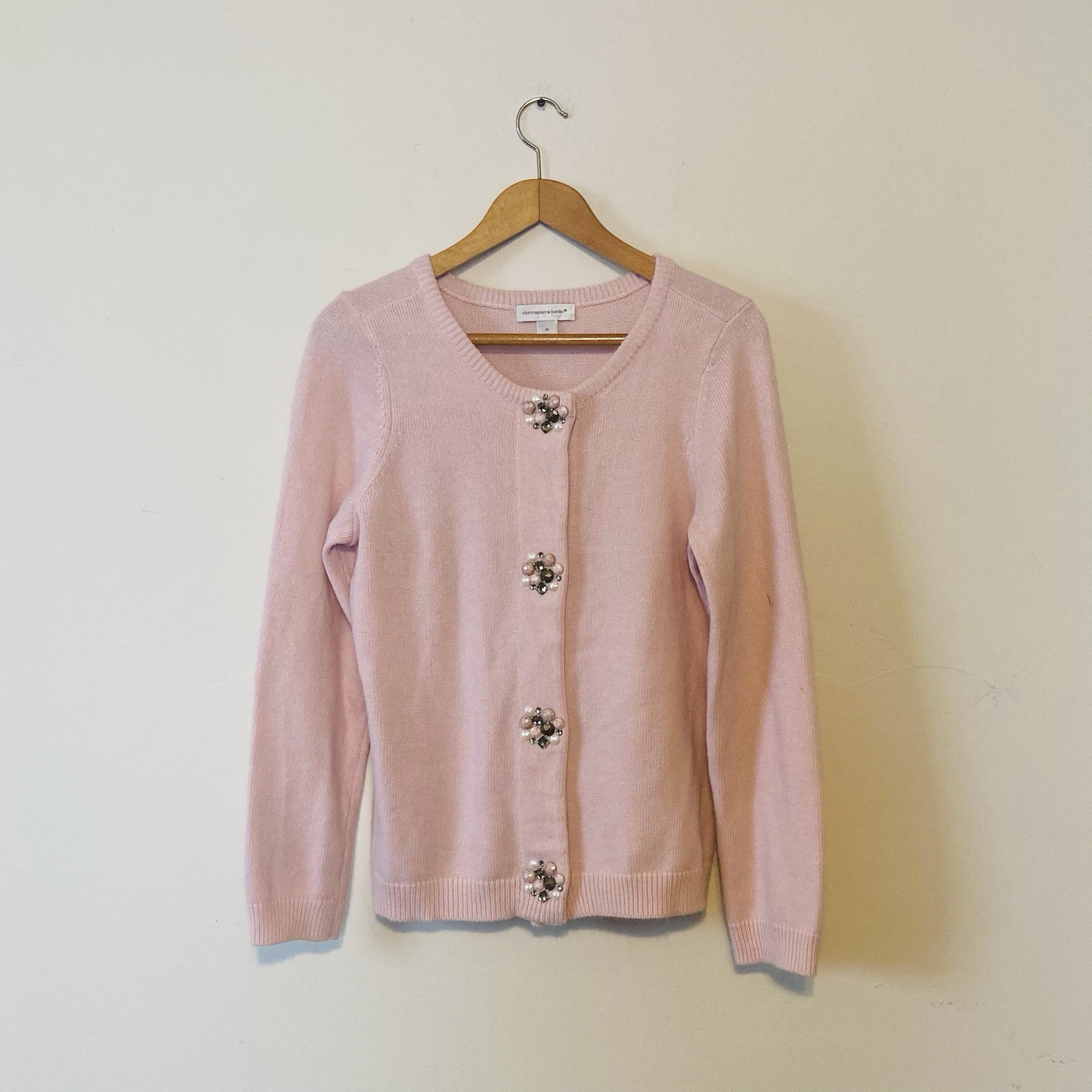Christopher And Banks Rabbit Hair And Wool Blend Cardigan Pink Women’s Medium