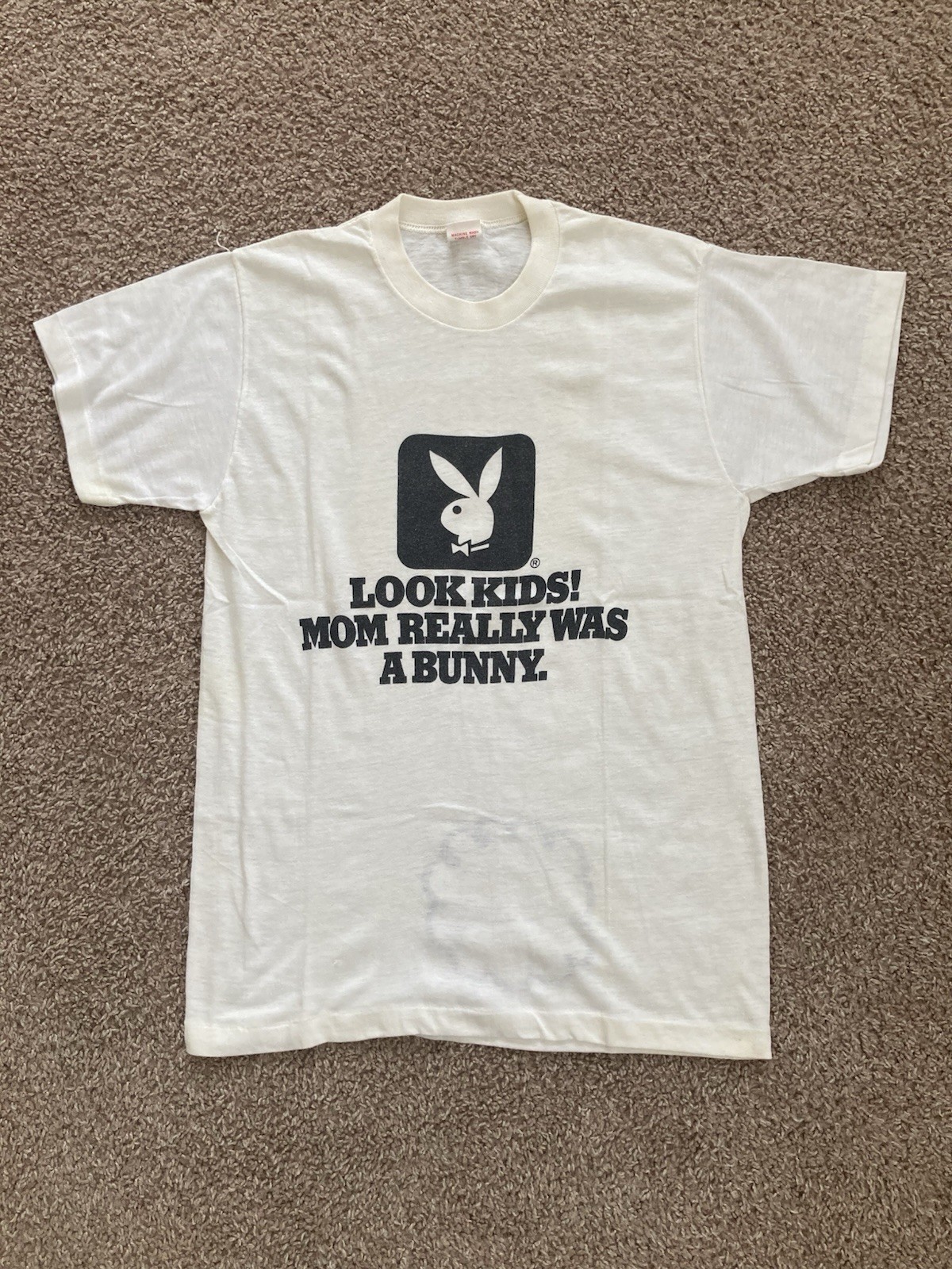 Vintage Playboy Womens Tshirt Graphic Print, Bunny Tail, Size Medium