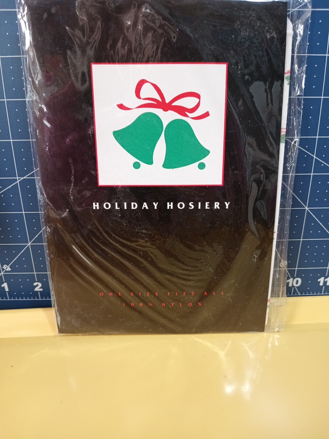 Vtg 1990 Holiday Hosiery Pantyhose-Current, Inc-Nylon-OSFA-Xmas Bells/Bows-MIOP