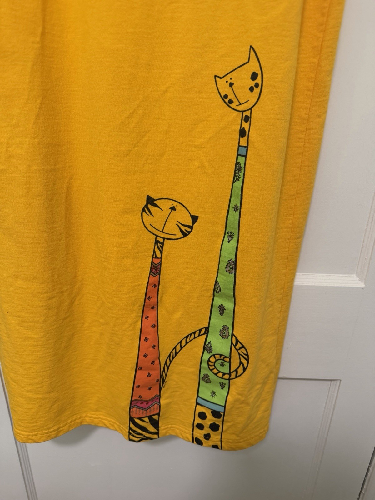 Rare 1980’s Cat and Mouse Mixed Pattern TShirt Dress by Cite Women’s Large
