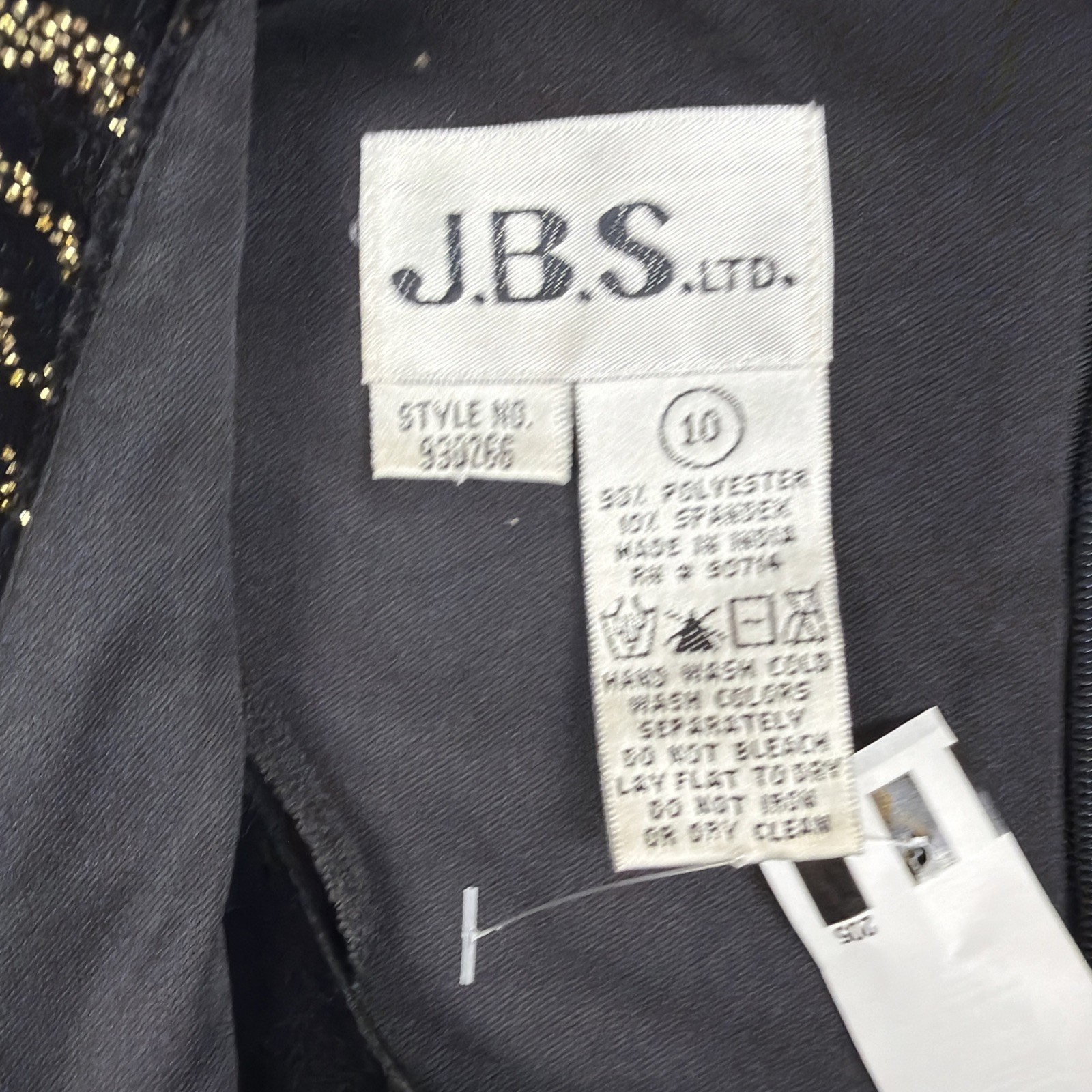 JBS Black and Gold Dress with Attached Vest and Shoulder Pads Size 10