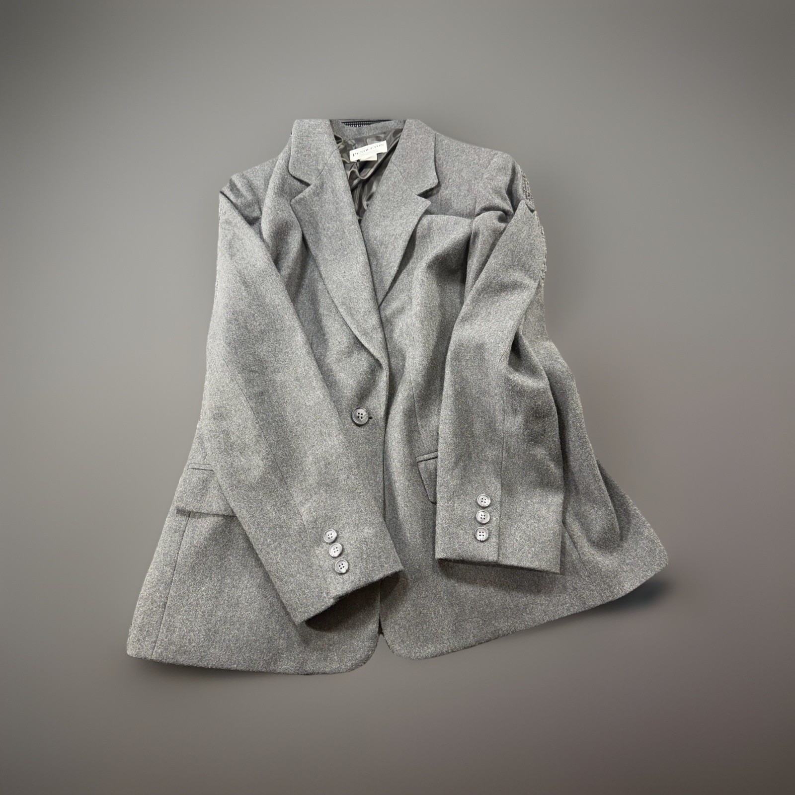 Vtg Pendleton 100% Wool 2-Pc Women’s Dark Gray Suit Blazer S 12, Pants S 12