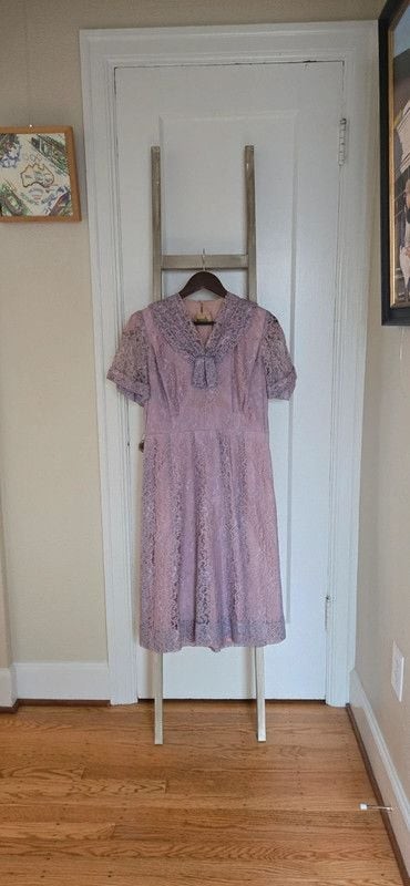 Mynette Lavender Lace 1940s Dress
