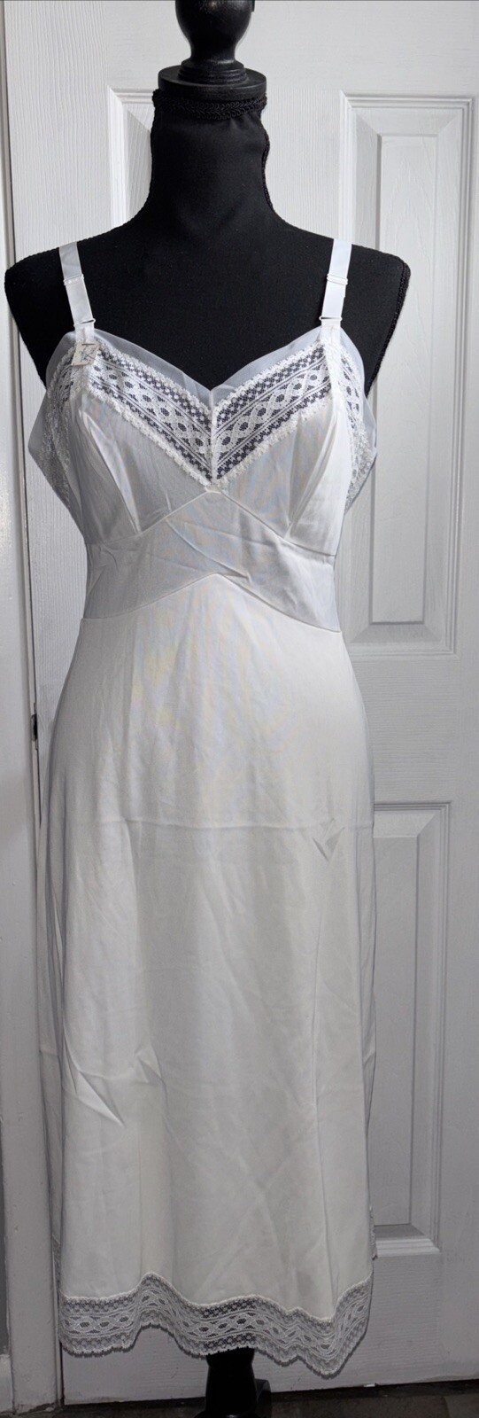 Vintage Snowdon White Full Slip Lace Trim Dress Cottagecore Retro NWT! 34