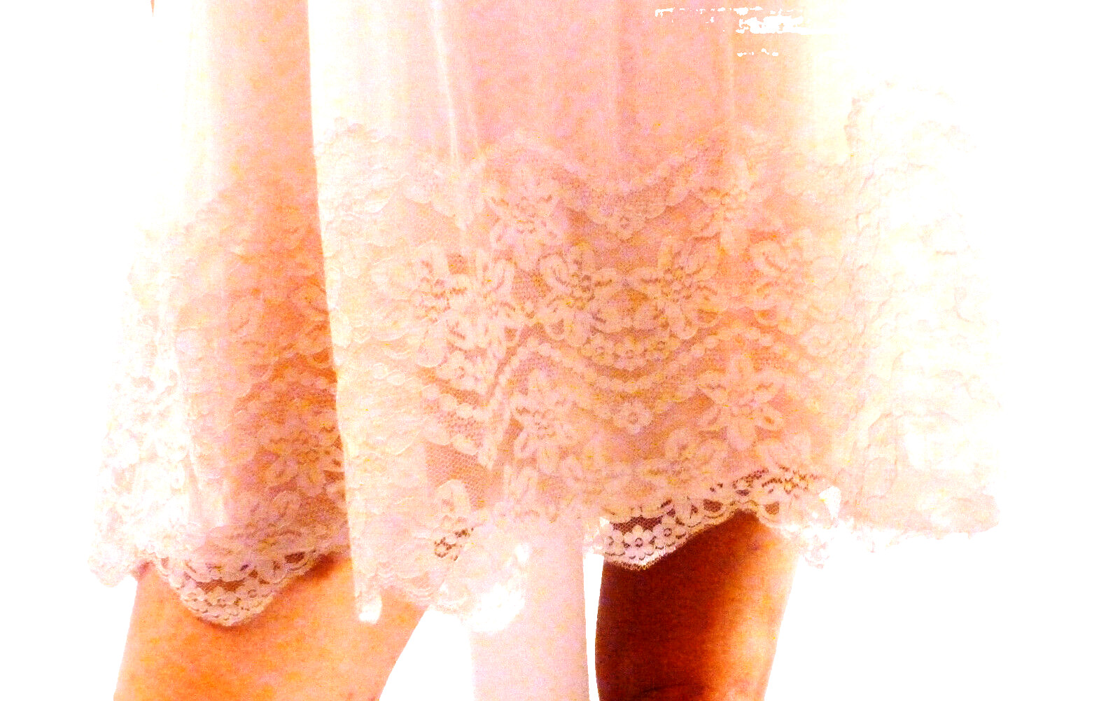 1960s McGREGOR VINTAGE PINK DOUBLE LAYER CHIFFON MEGA-LACY SEXY NIGHTGOWN M EVC