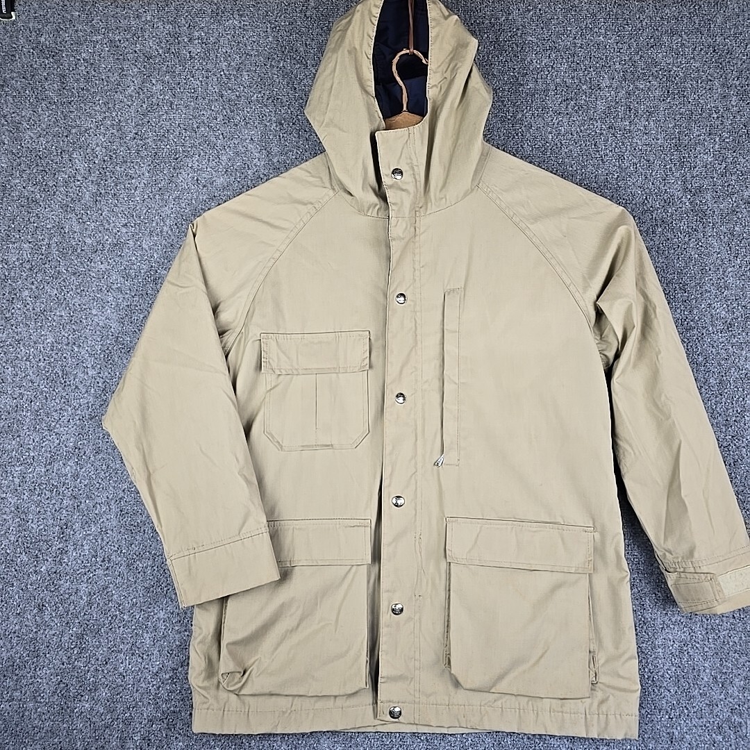 VTG Woolrich 80s Womens Medium Tan Parka Coat USA Made Cotton Polyester Jacket