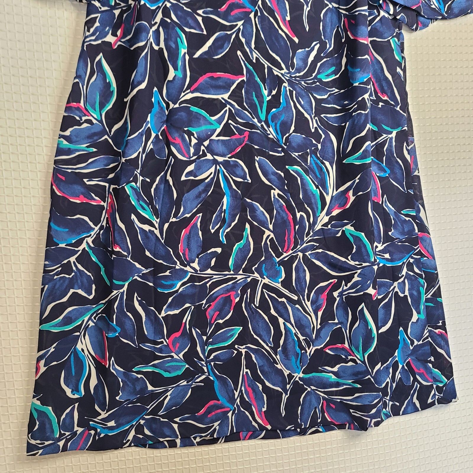 Vtg GUC British Lady Womens 18.5WP USA Made Sheer Blue Short Sleeve Shift Dress