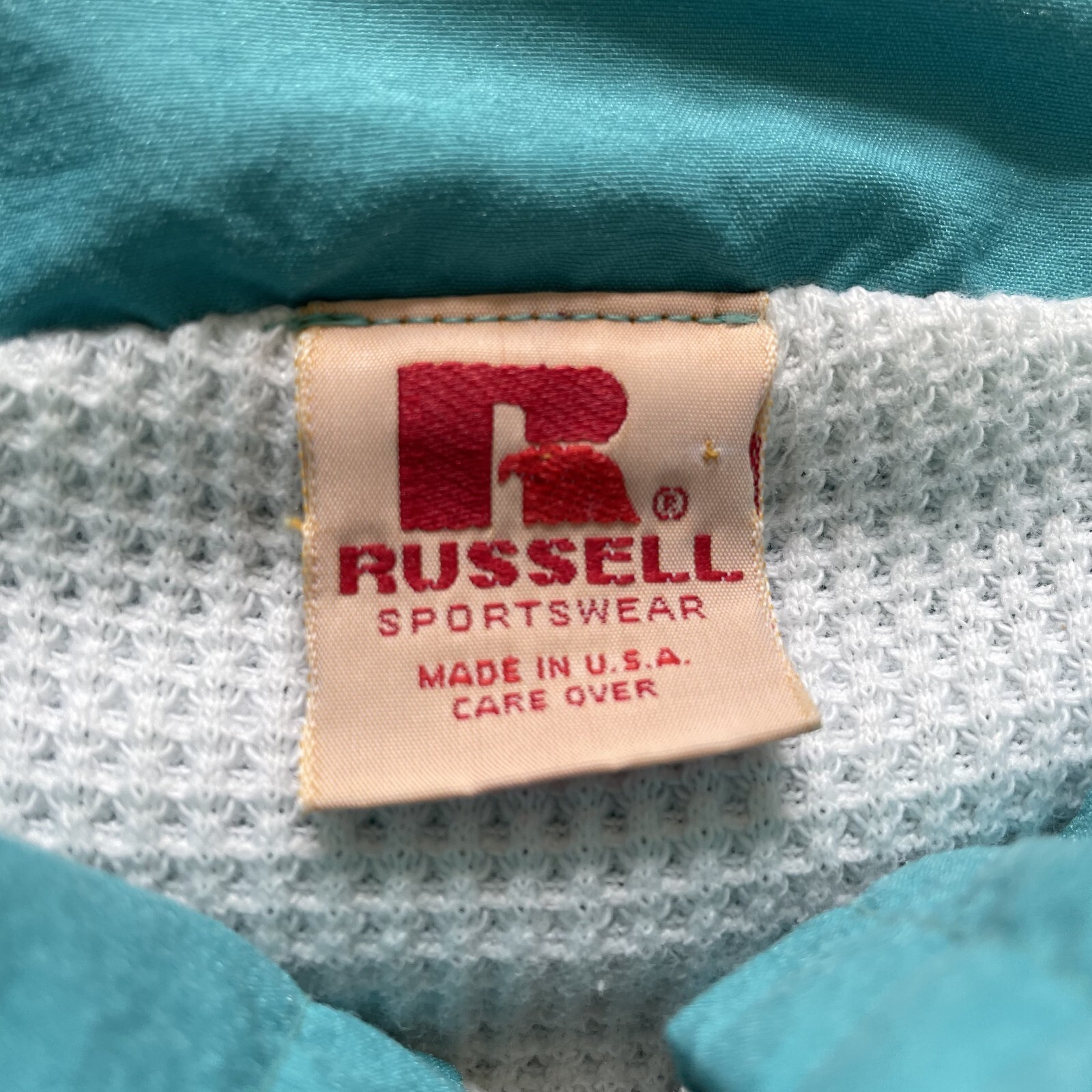 Vintage Russell Athletic Pullover Jacket 1/4 Zip Women Medium Waffle Knit USA