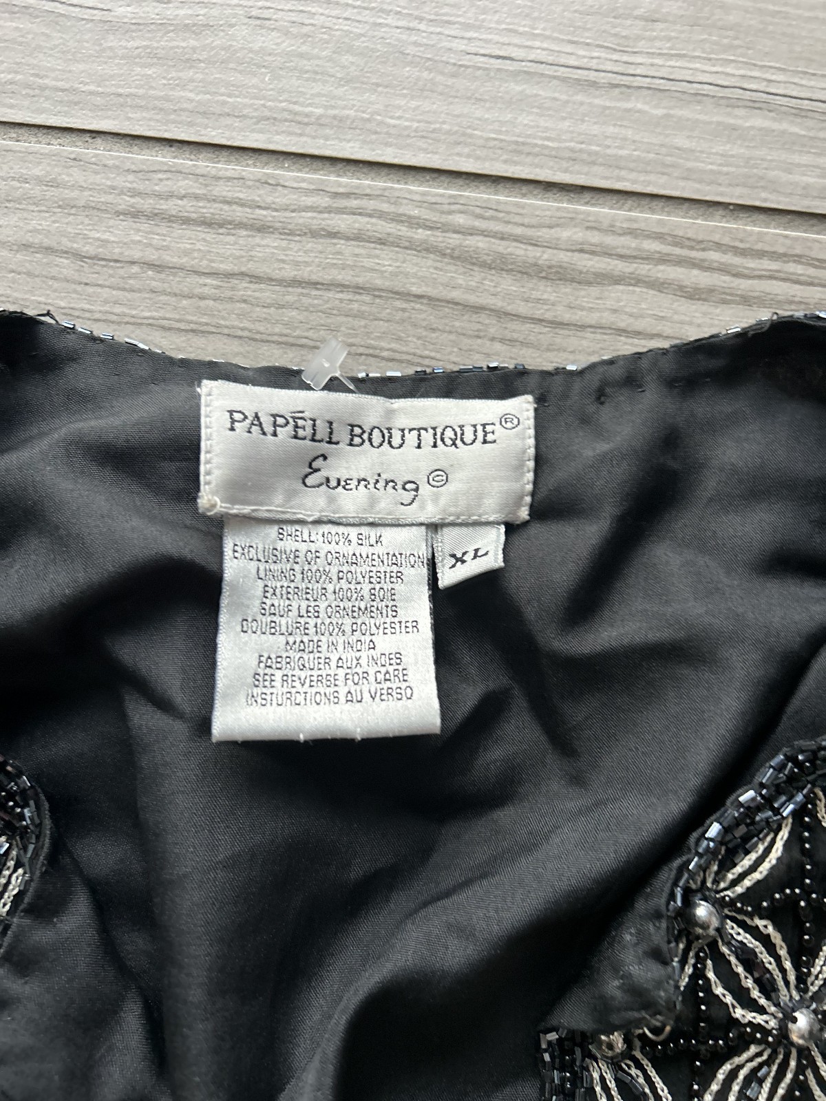 Vintage Beaded Evening Jacket Black Silver Silk Papell Boutique 60s Real Silk