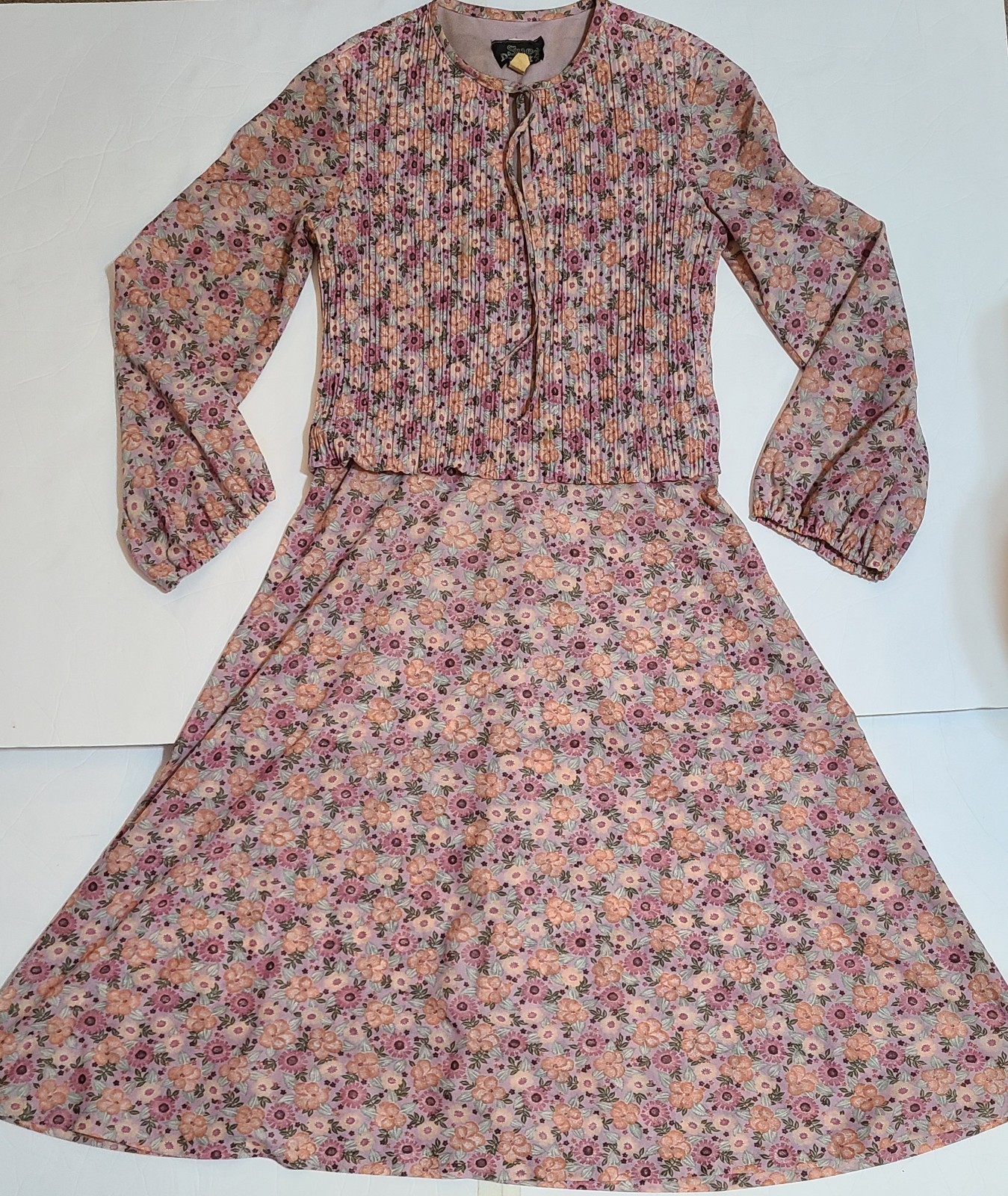 Vtg 1970s Sue Brett Maxi Floral Dress Womens Sz Medium Prairie Cottage Core EUC