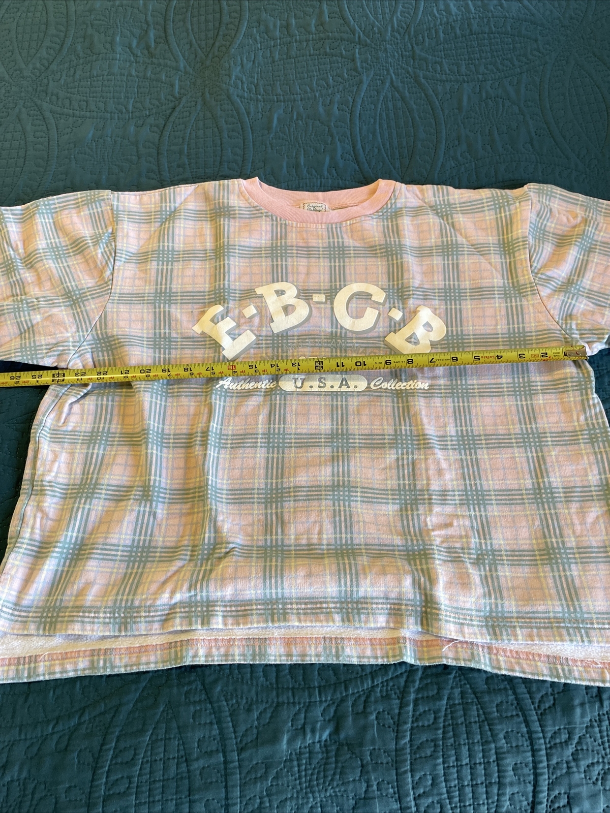 VTG 90s E.B.C.B Woman’s Pullover Long Sleeve Shirt Pink & Green Checkered, L