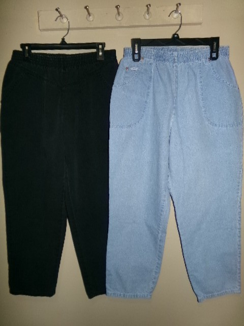 Vintage Lot Chic & Isaacs Pull On Elastic Waist Ladies Pants Jeans Size 16 Petit