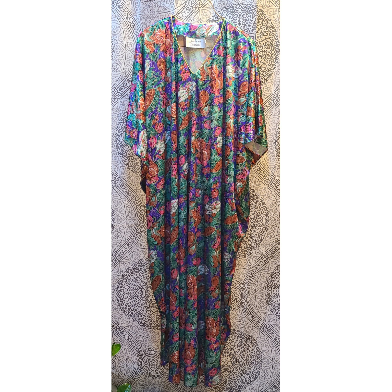 David Brown for Dillard’s Mumu Kaftan Women OS Multicolor Vintage Floral Gold