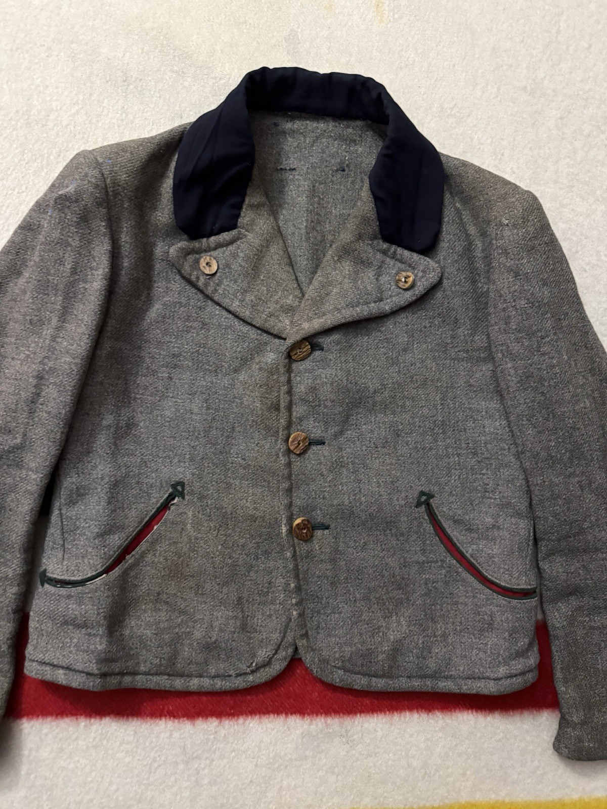 1:1 True Vintage Antique 10s 20s 30s Tweed Cropped Jacket ExtraSmall XS Handmade