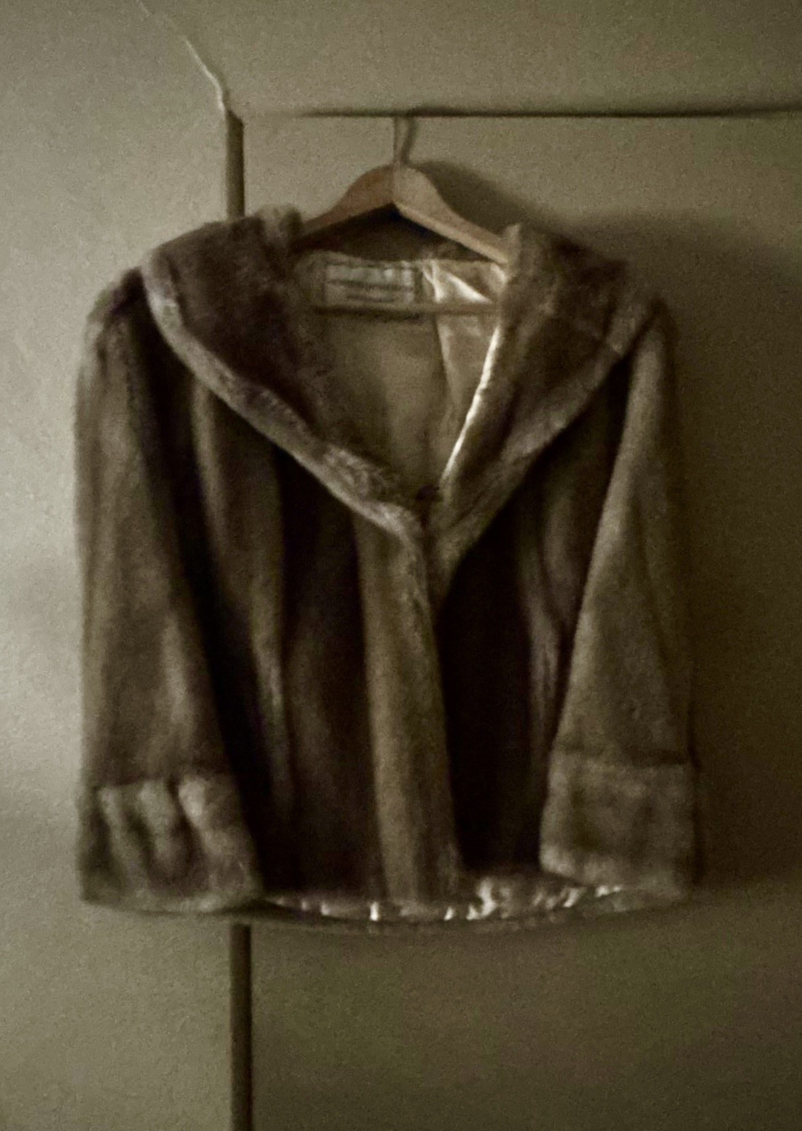 VINTAGE CROPPED FAWN COLOR MINK JACKET WITH SATIN LINING