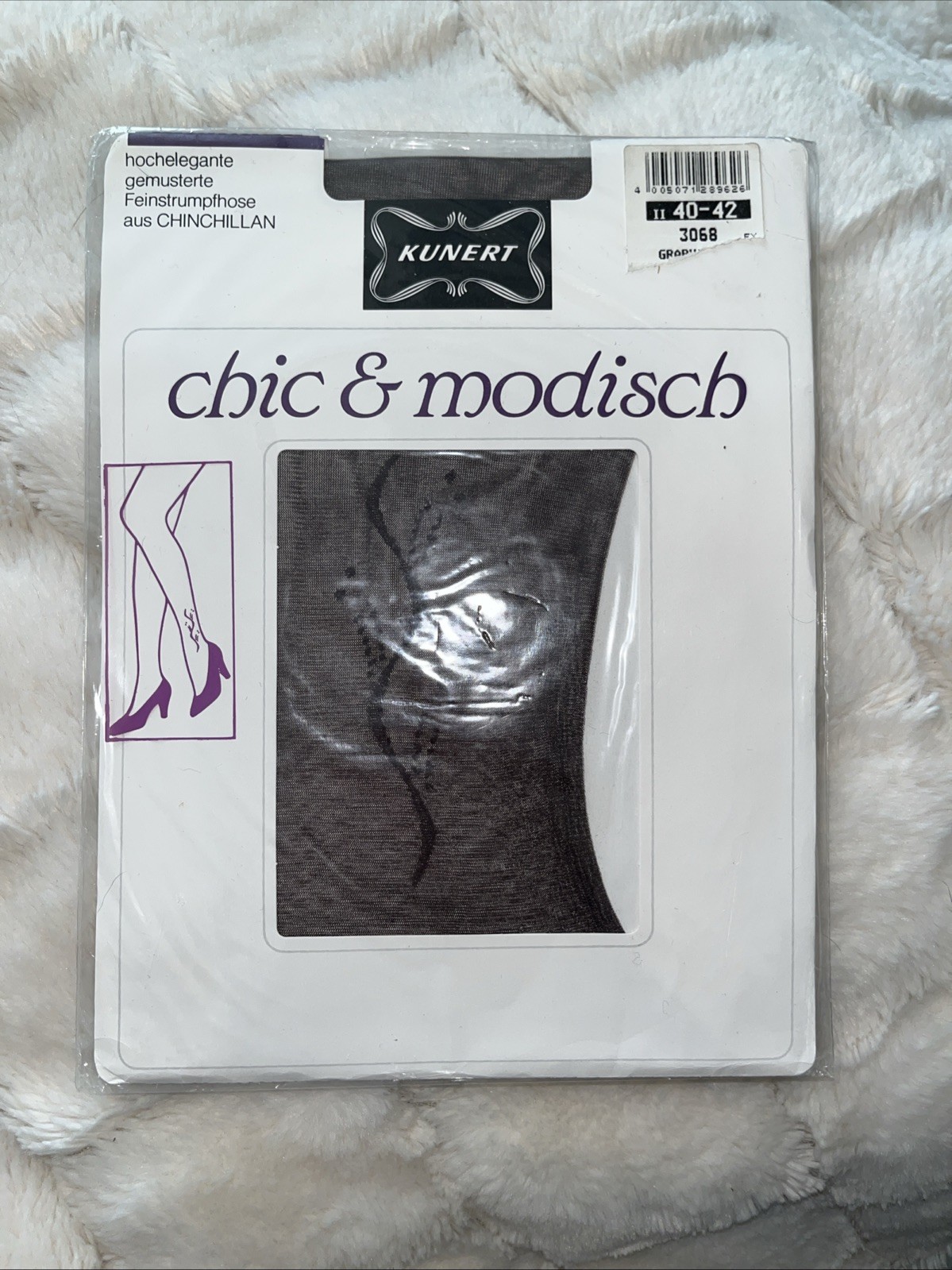 Vtg German Kunert Feinstrumpfhose Chinchillan Graphite Pantyhose Nylon Sz 40-42