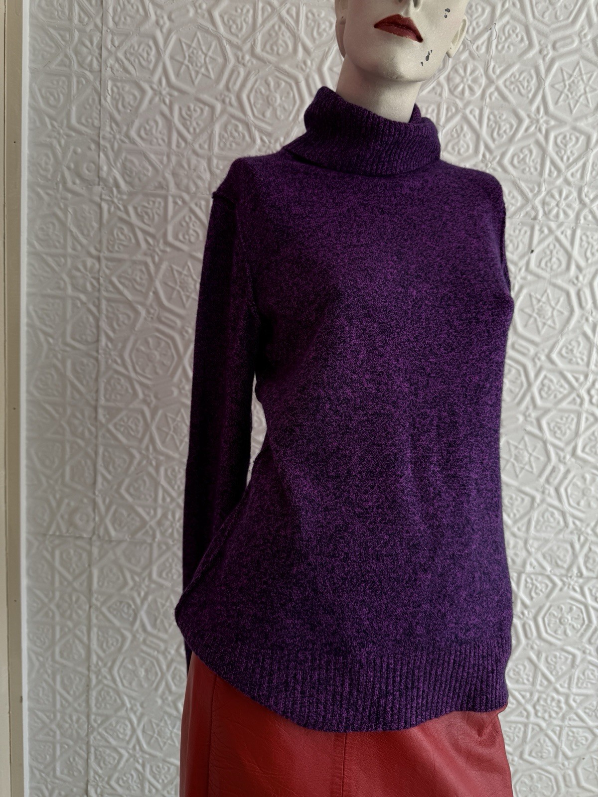 Purple Black Heather Cashmere Turtleneck sweater Medium Aqua