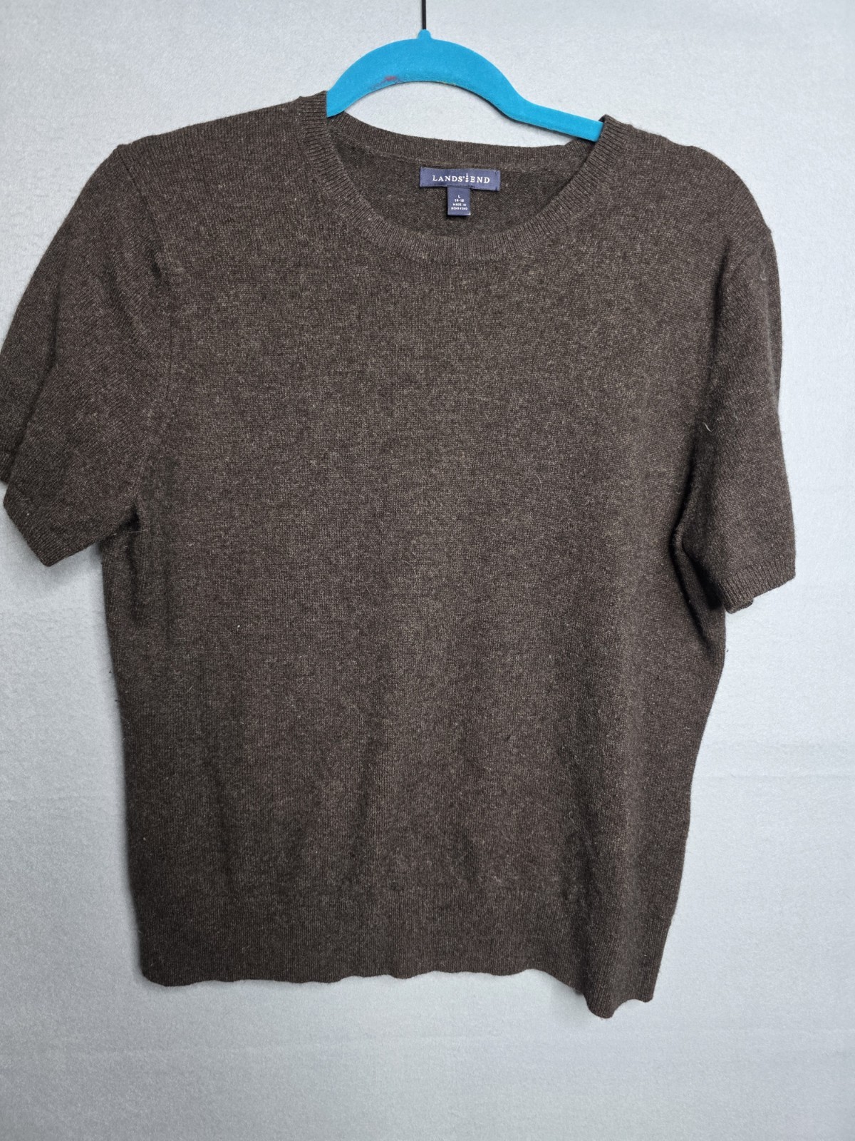 Lands’ End Cashmere Womens L 14/16 Brown Round Neck Sweater