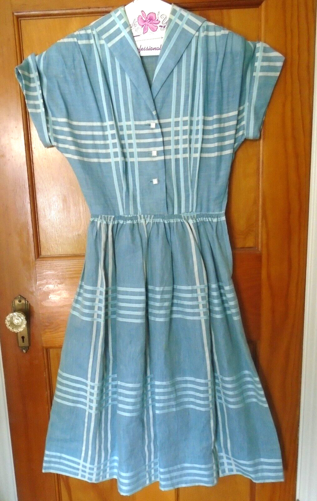 VINTAGE 1950s BETTY HARTFORD DRESS CAPPED SLEEVES SIDE ZIP Sz Small (2-4)