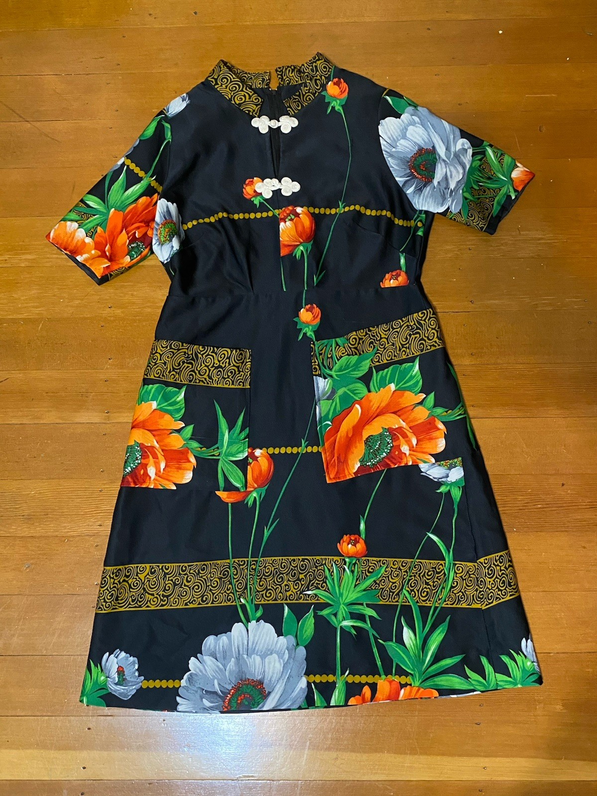 Alice of California vintage long dress 10 Asian black Old Money Bird Jackie O