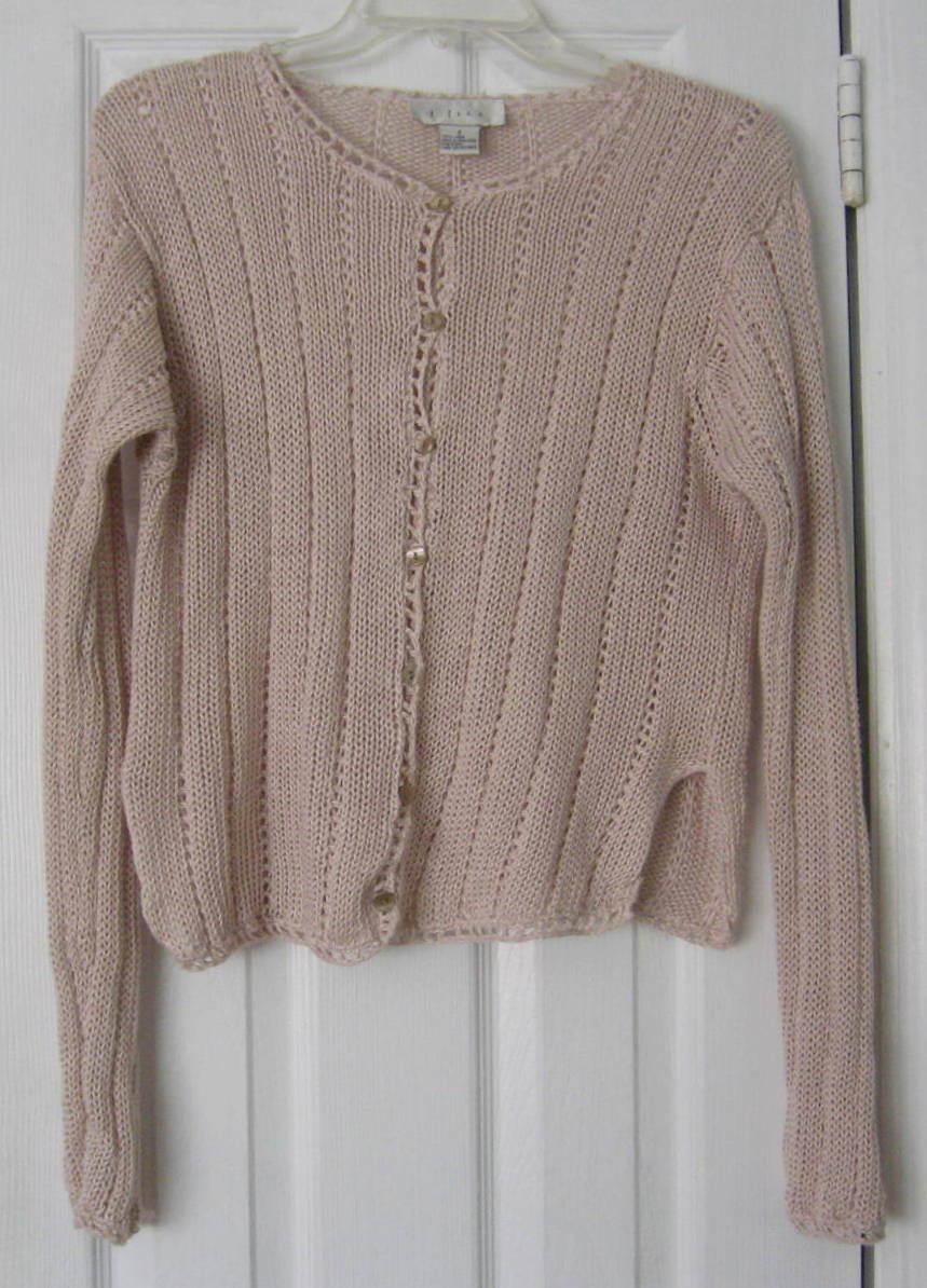1990s Crochet Knit Cardigans Sz S-M Choose Light Pink Open Knit or Black Crochet