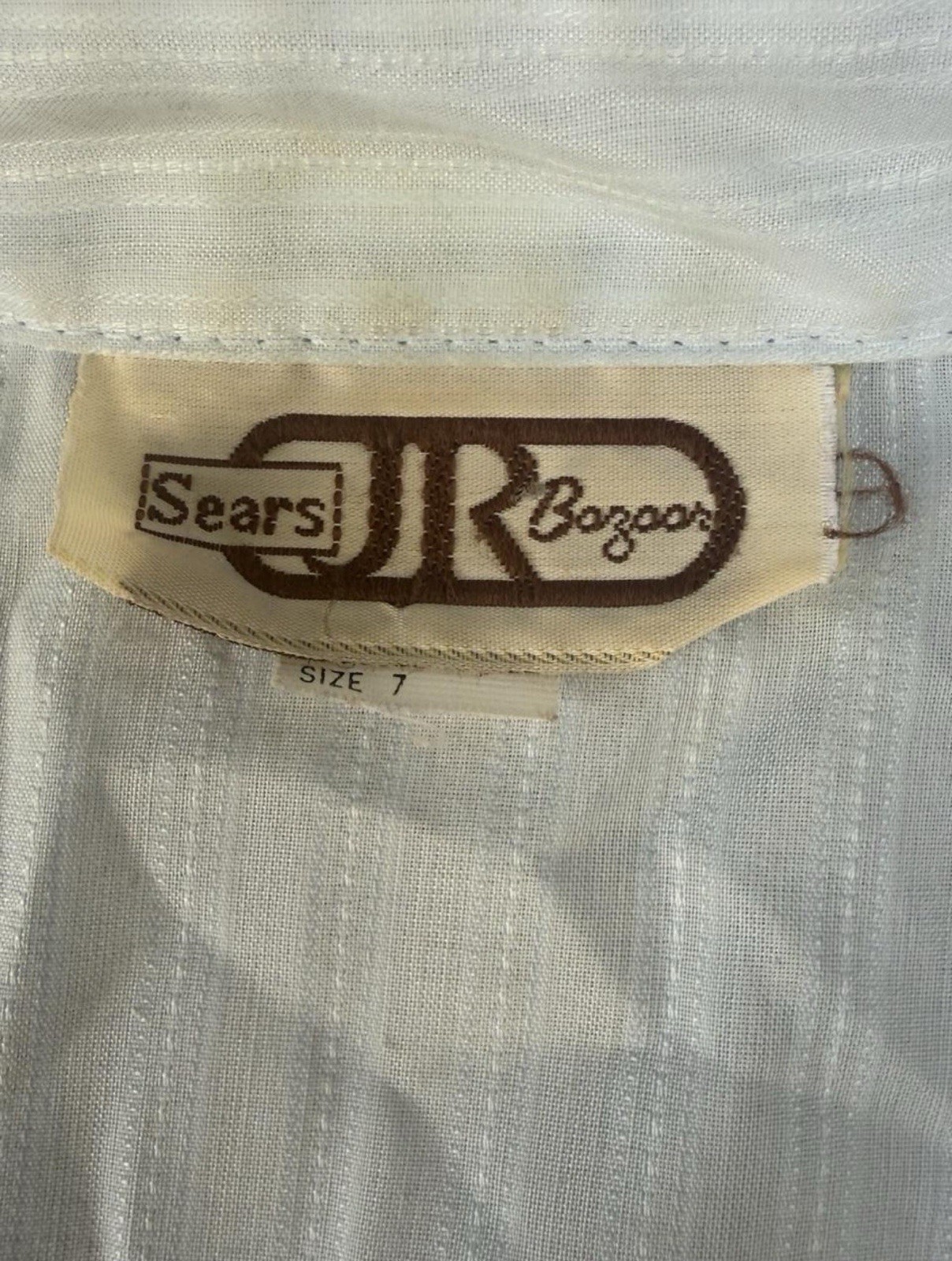 Vintage 70’s Sears Jr Bazaar Button Up Ruffle Blouse Long Sleeve Sz 7 Lt Blue