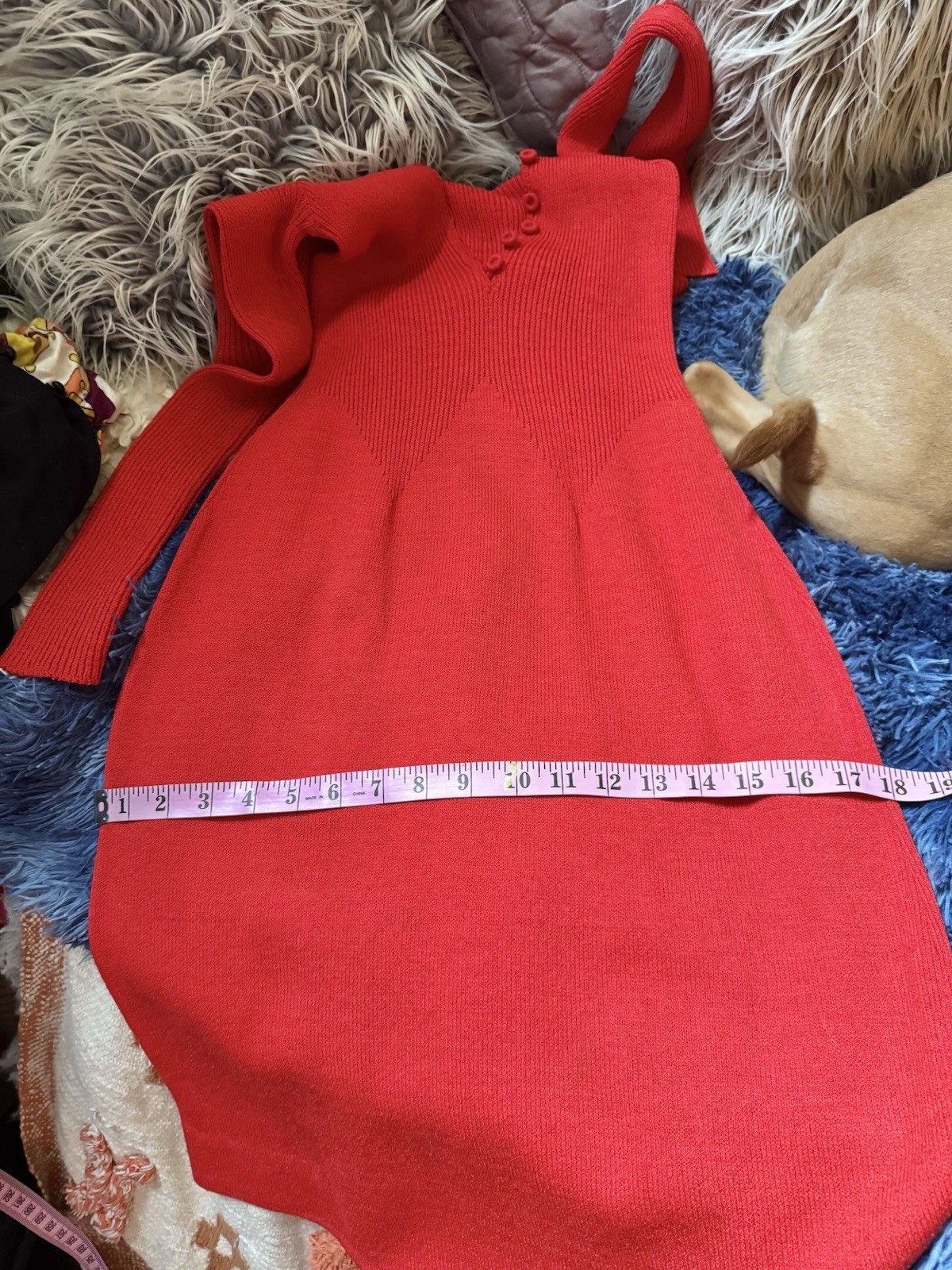 Vtg The Knit Group Stretch Acrylic Sweater Wiggle Dress Fitted Red Skinny Sleeve